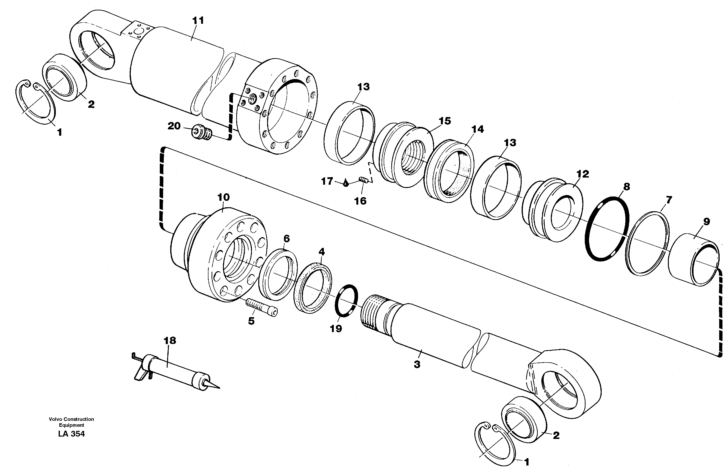 Hydraulic cylinder, dozer blade  14302127 — volvo parts diagram