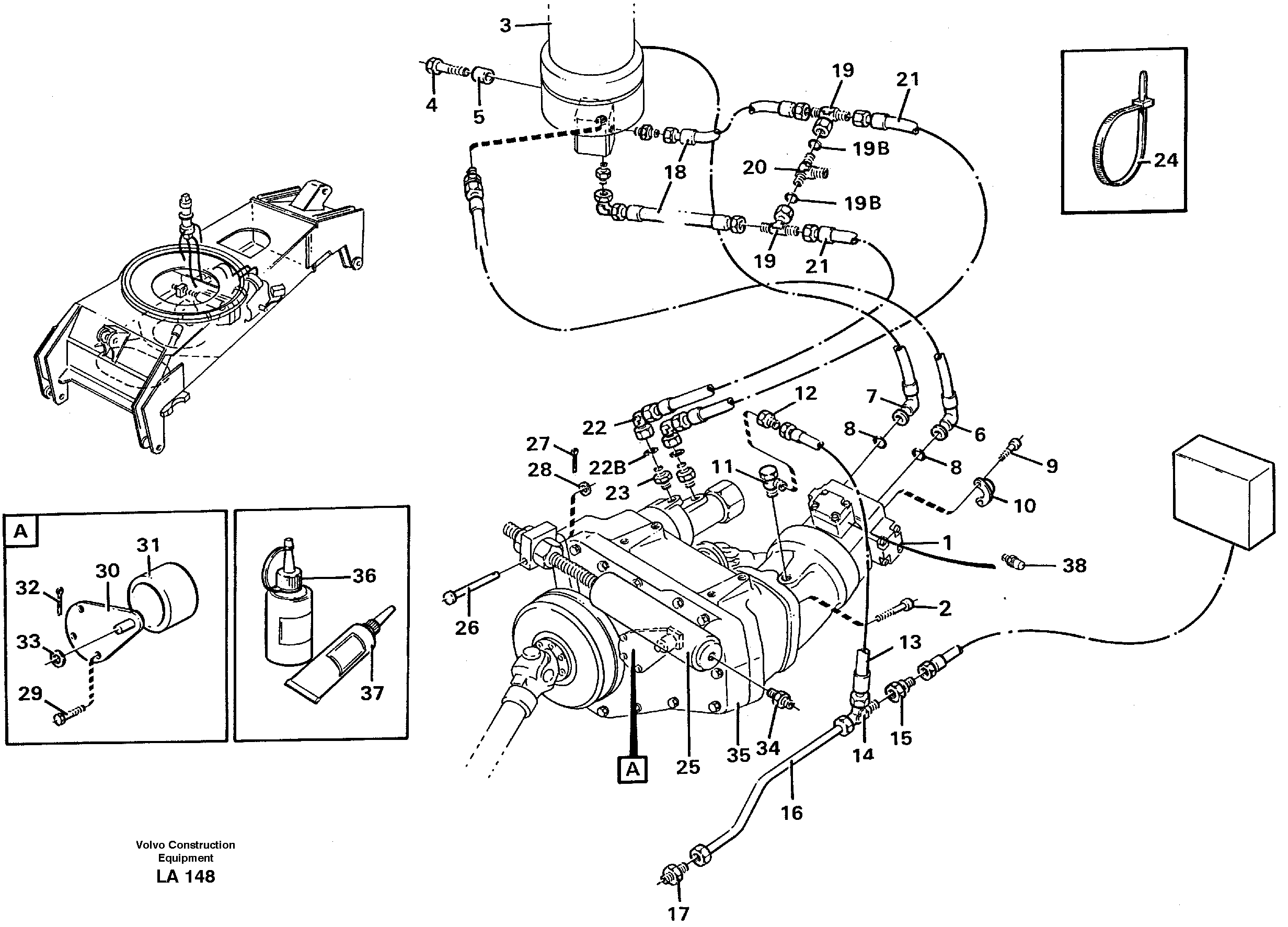 Hydraulic system, transport in undercarrige — volvo parts diagram