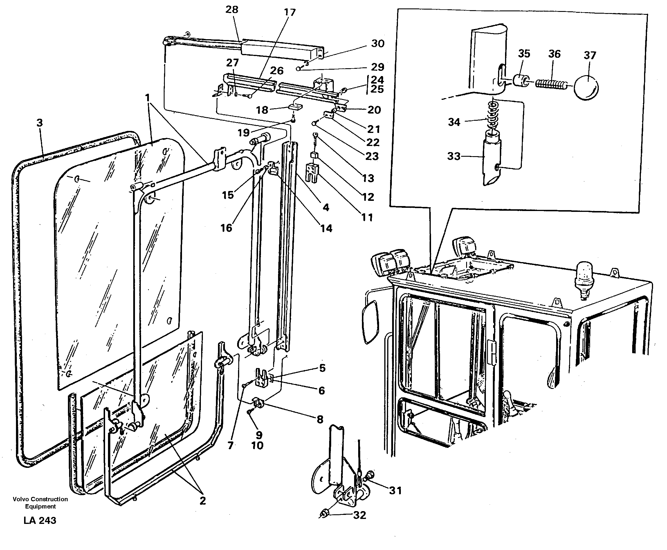 Front window, Lifting device — volvo parts diagram