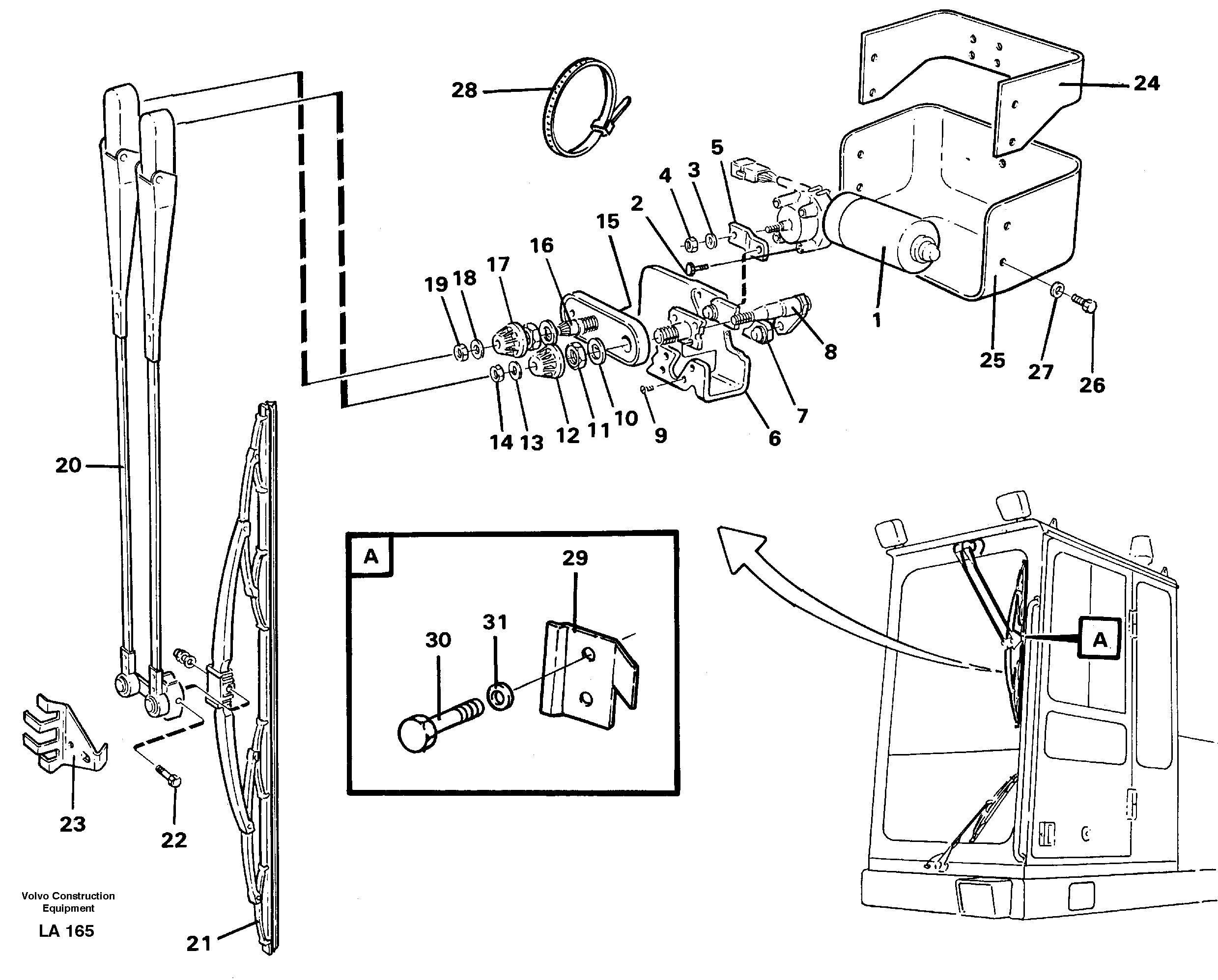 Windscreen wiper, upper — volvo parts diagram