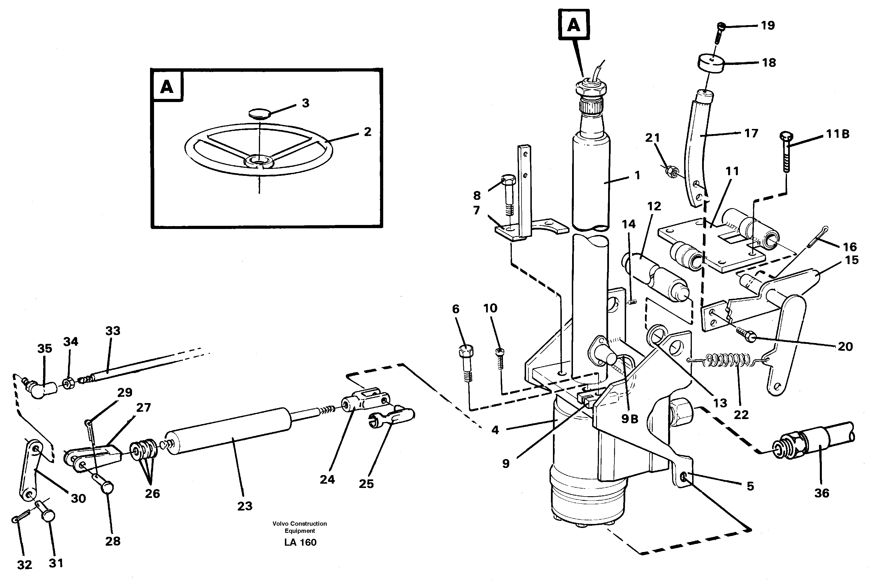 Adjustable steering column — volvo parts diagram