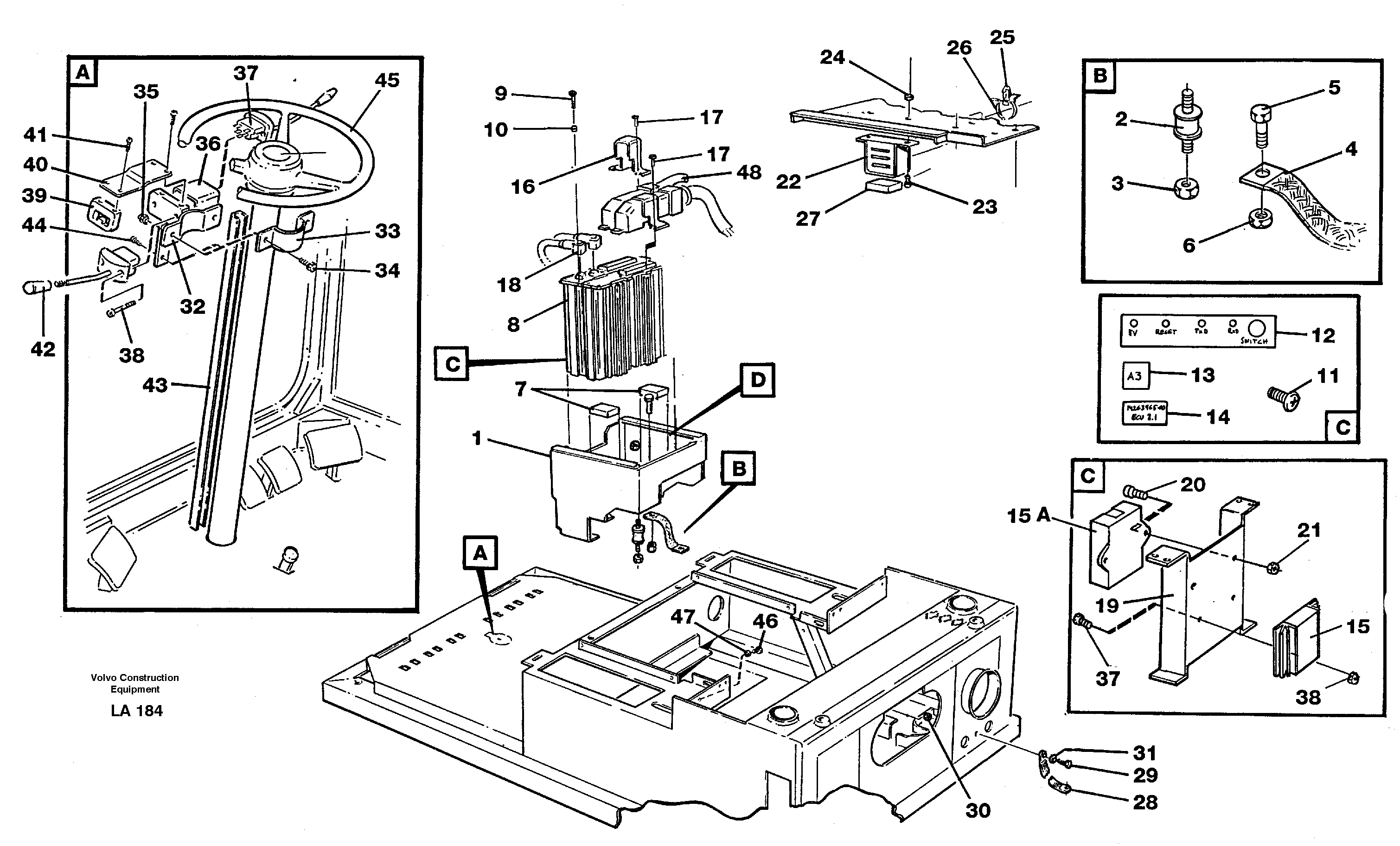 Electric installation in cab floor — volvo parts diagram