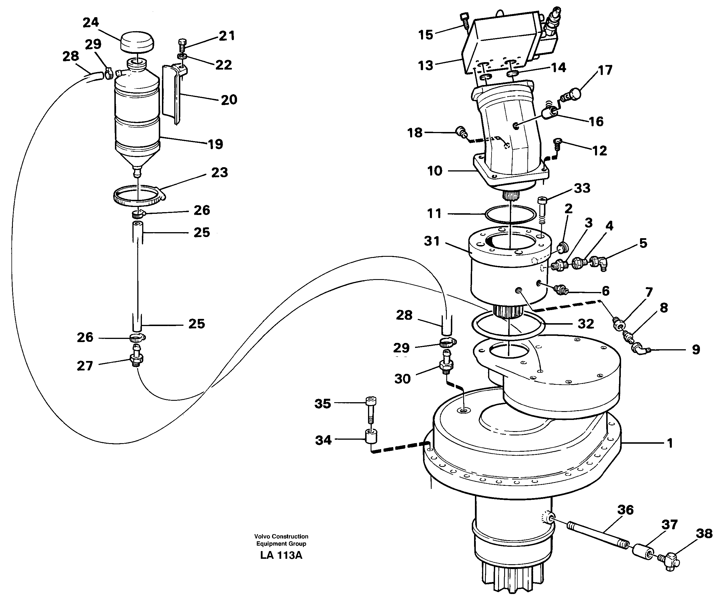 Slewing gear box with fitting parts — volvo parts diagram