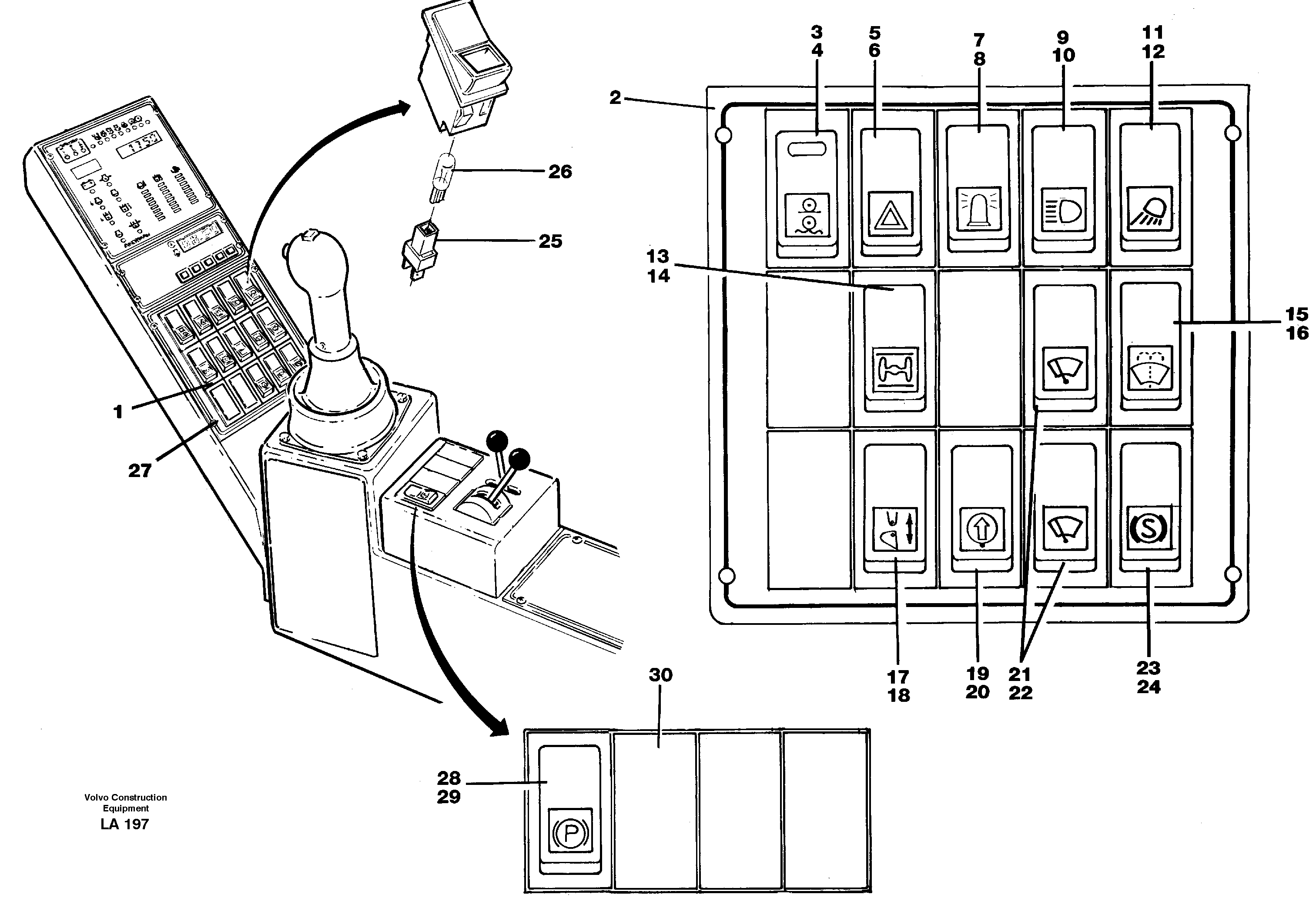 Rocker switch panel — volvo parts diagram