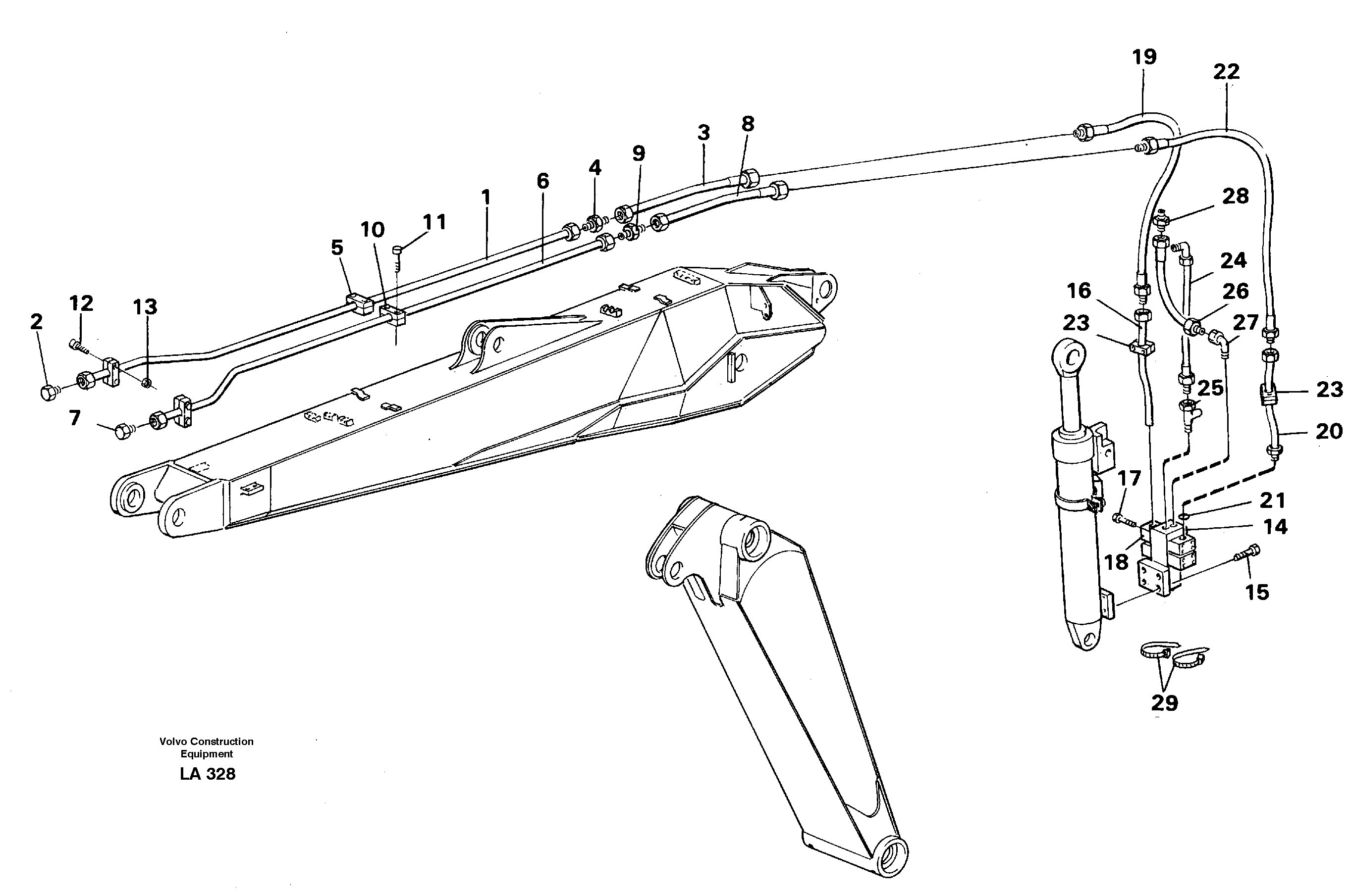 Hydraulic hammer, adjustable boom  14258773 — volvo parts diagram