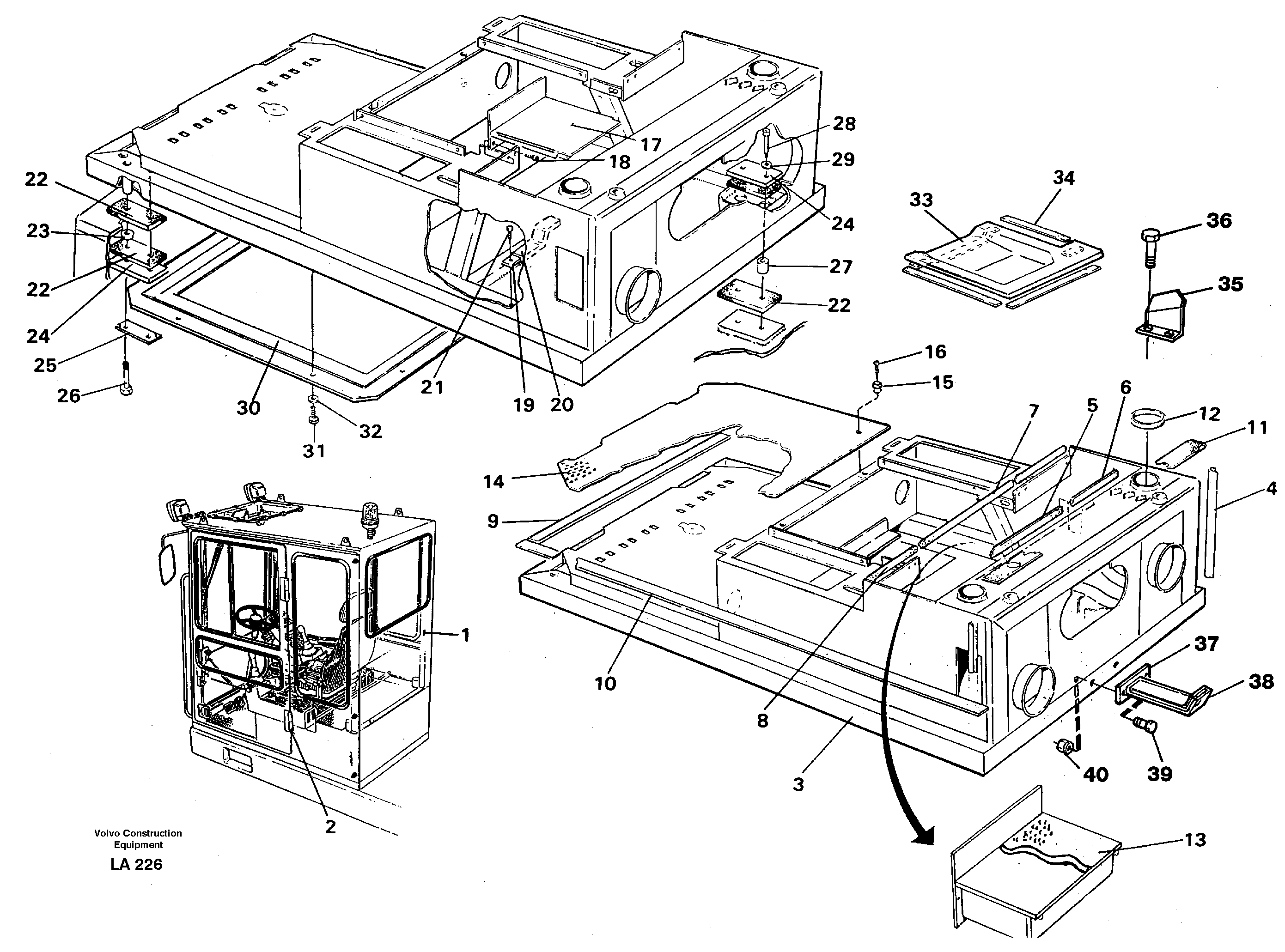 Drivers cab and cabin floor — volvo parts diagram
