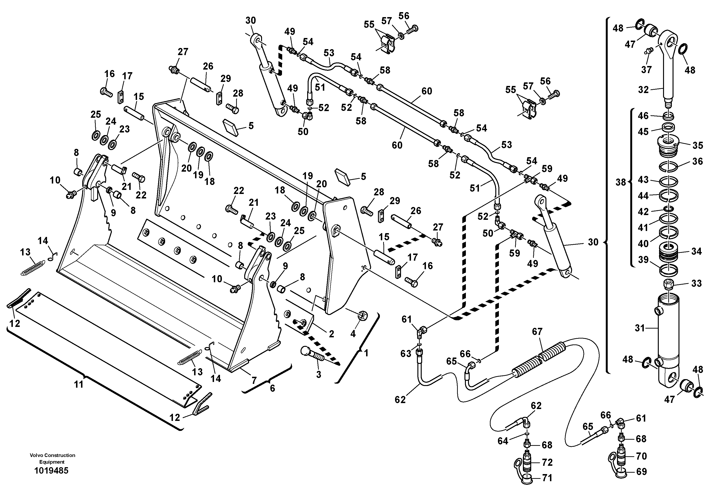 Shutter bucket without teeth — volvo parts diagram