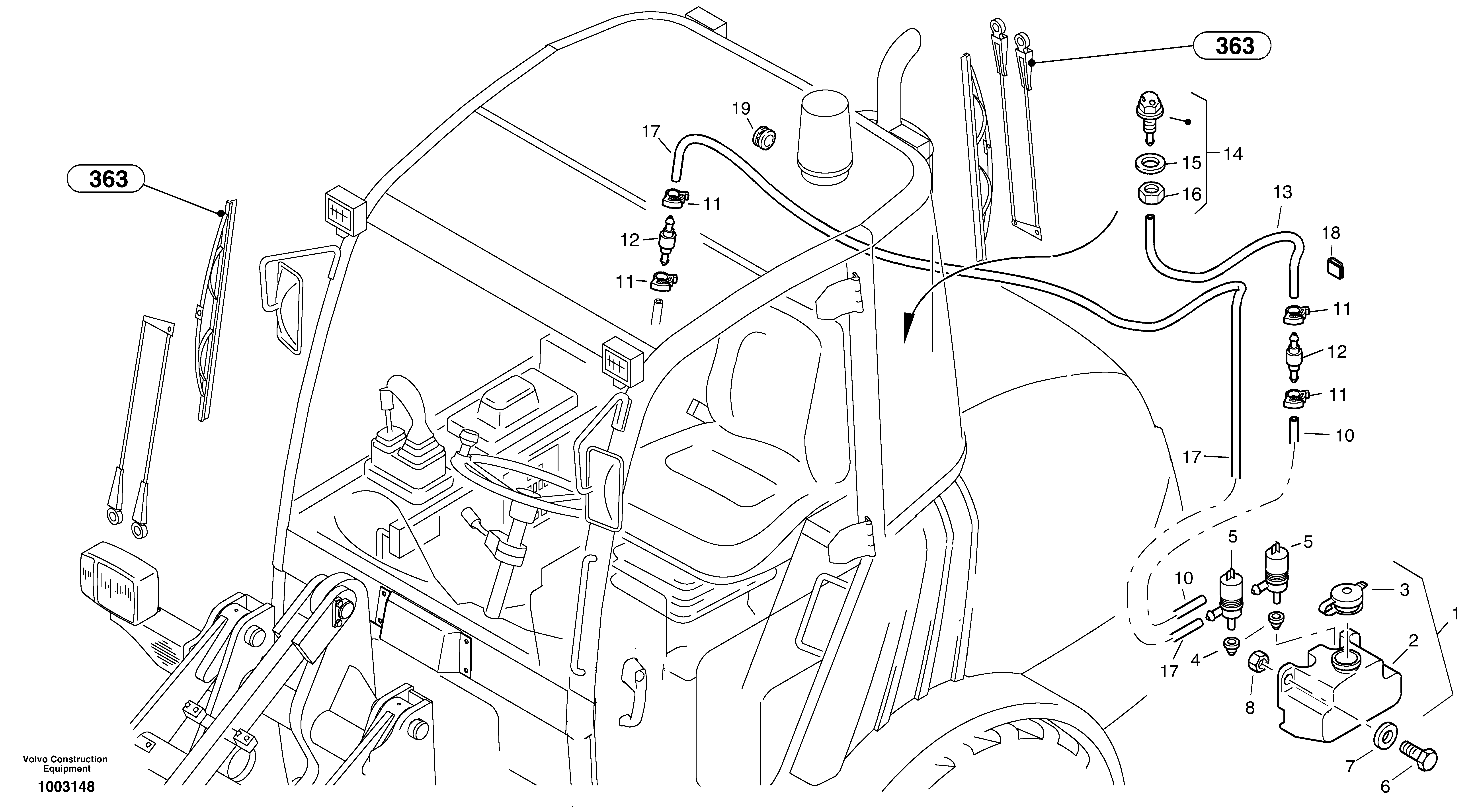 Windscreen washer system — volvo parts diagram
