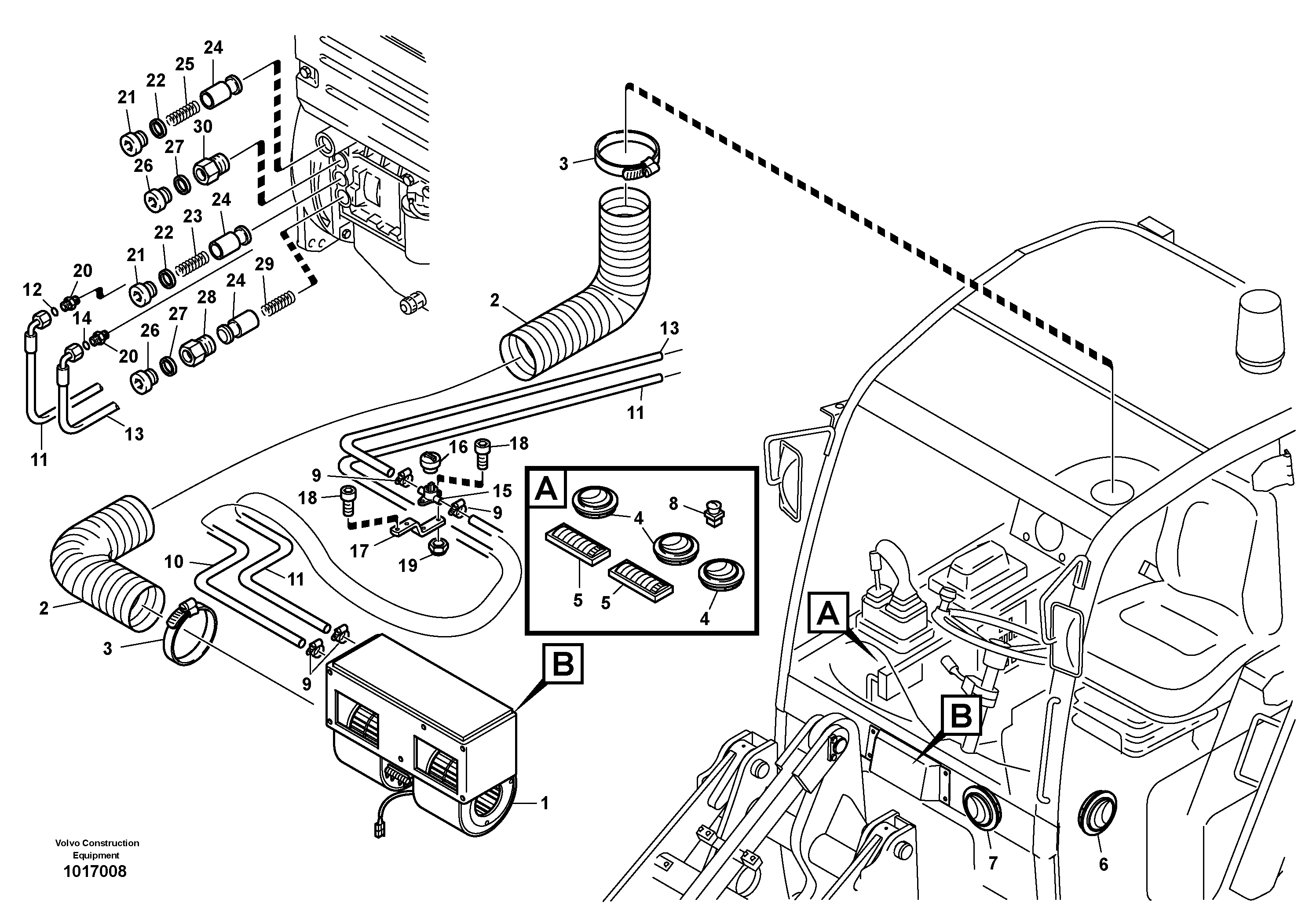 Heater  11390336, 11390436 — volvo parts diagram