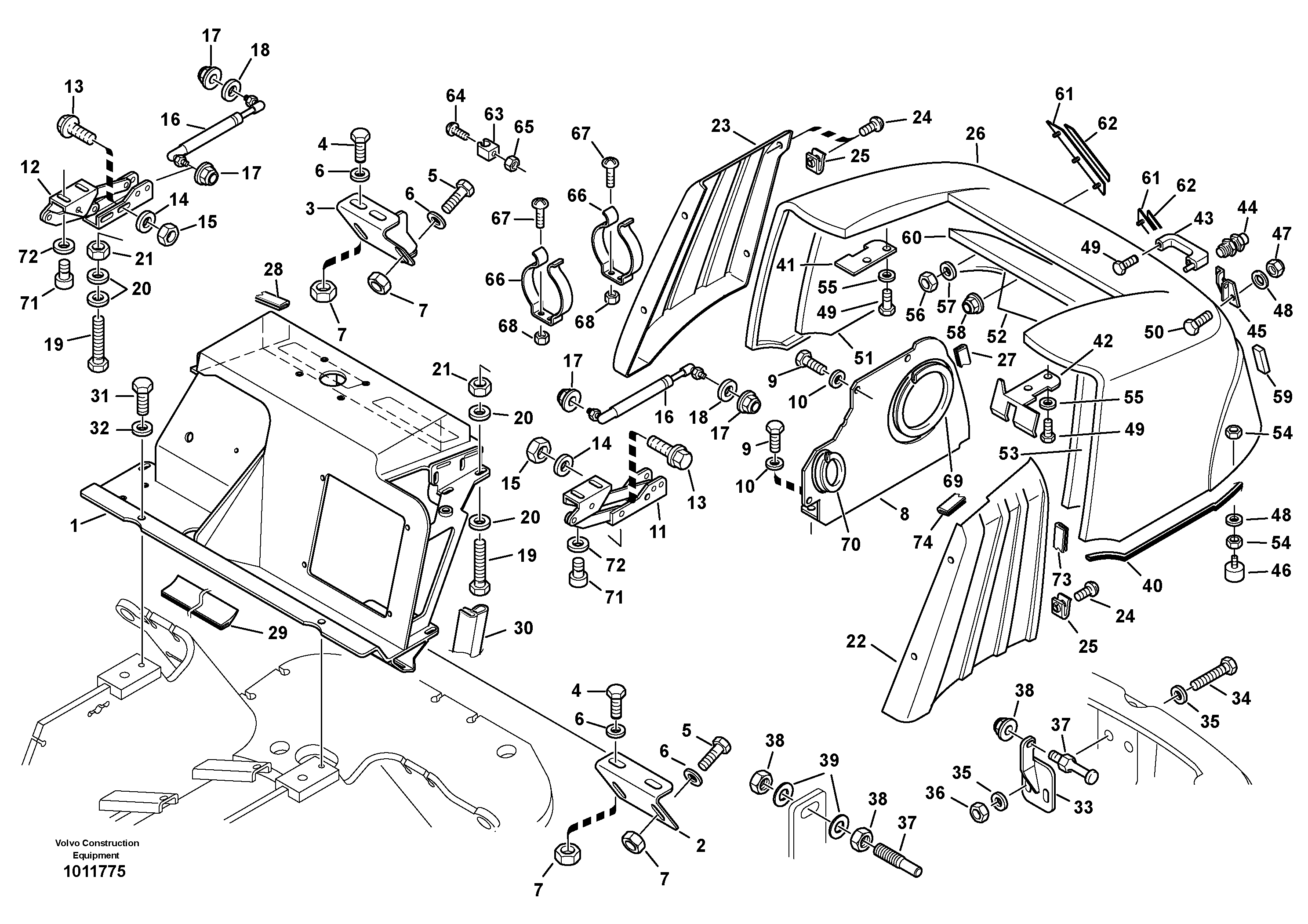 Engine hood — volvo parts diagram
