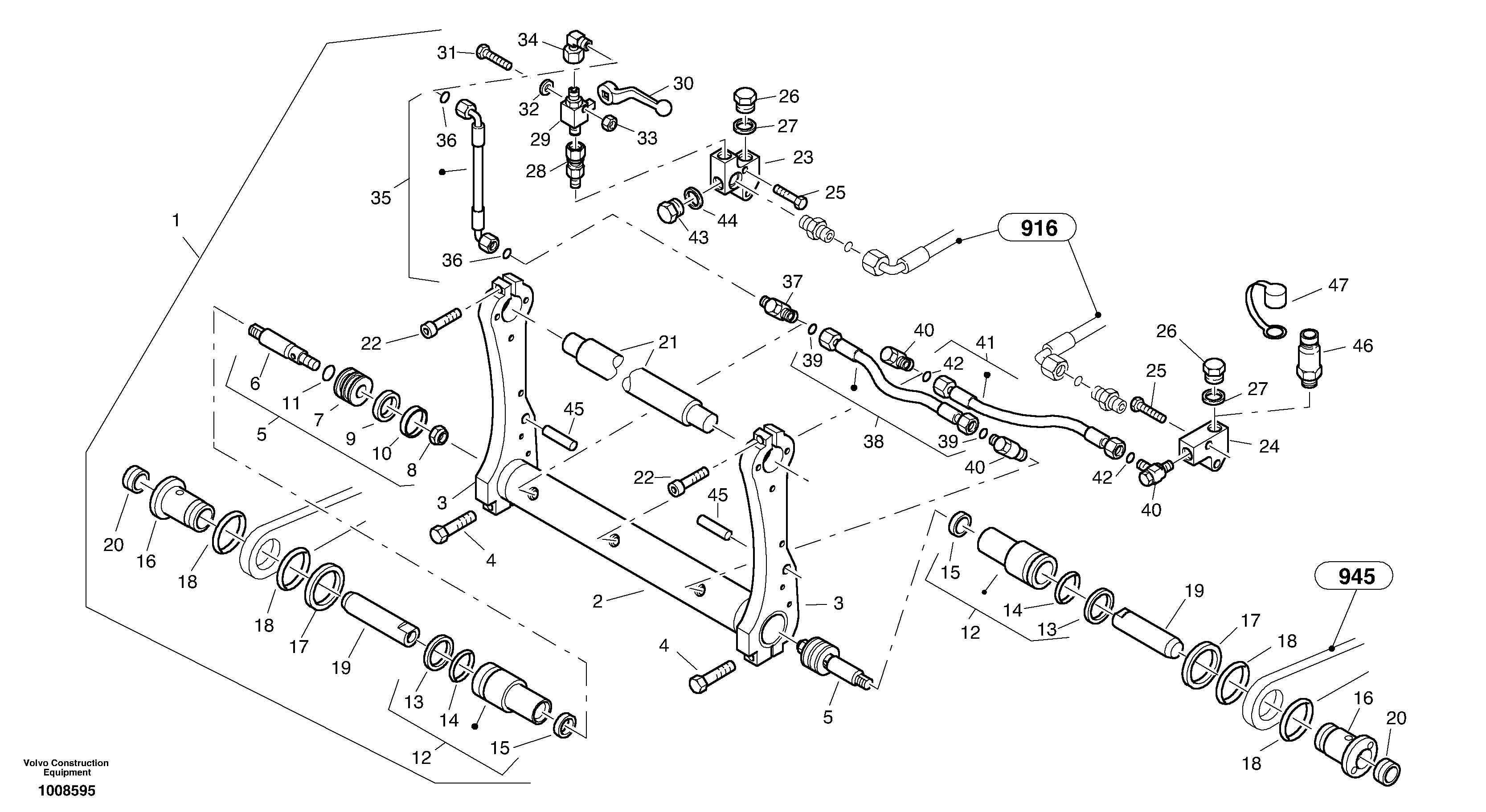 Attachment mounting plate - Quick change, hydraulic — volvo parts diagram
