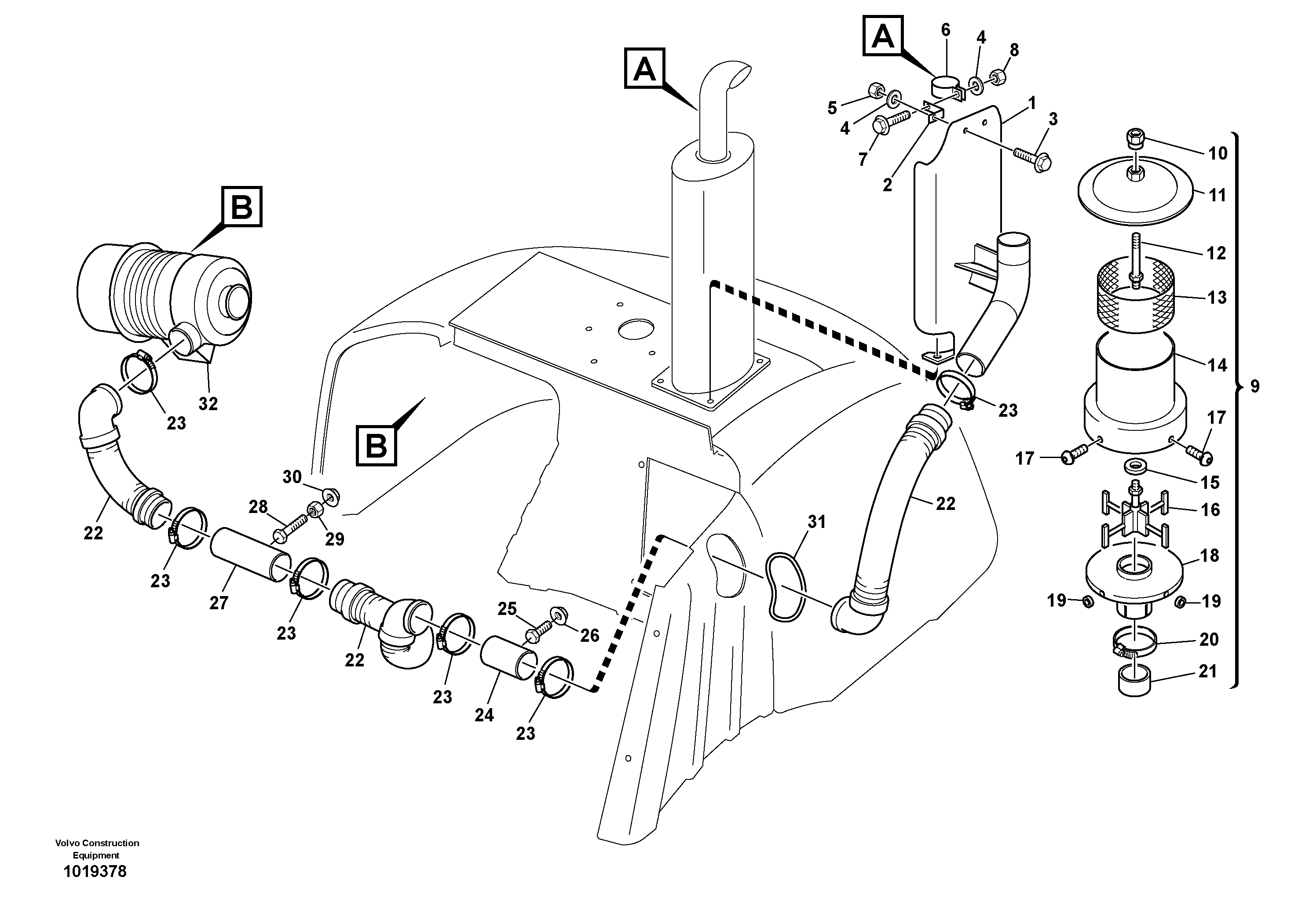 Pre-filter - Turbo II (Air condition) — volvo parts diagram