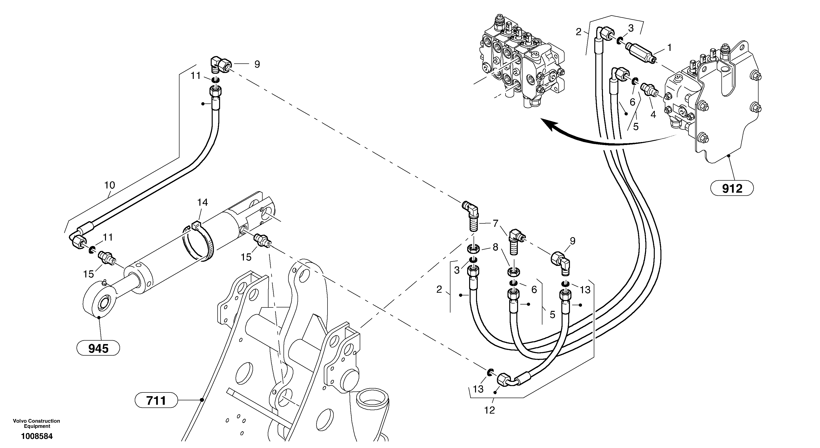 Hydraulic lines - lift hydraulic — volvo parts diagram