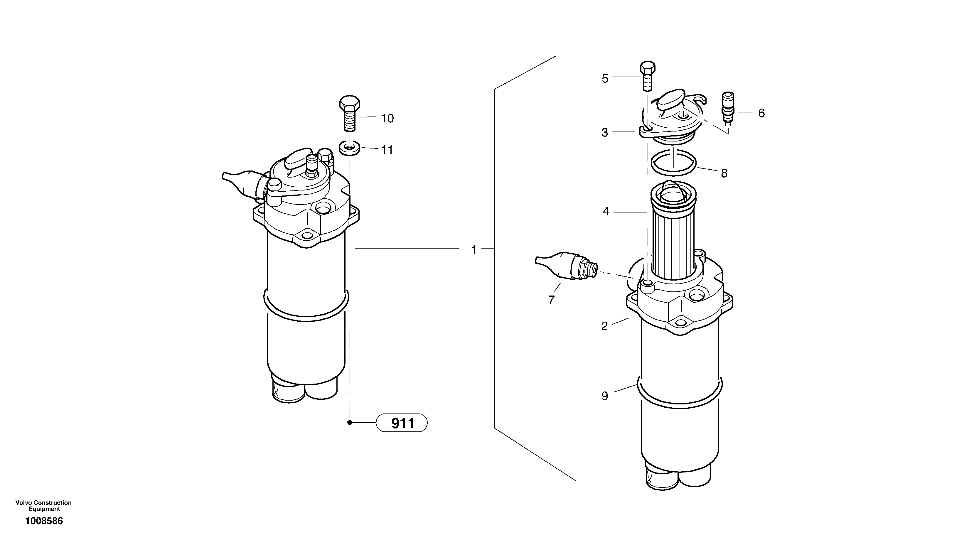 Suction recoil filter — volvo parts diagram