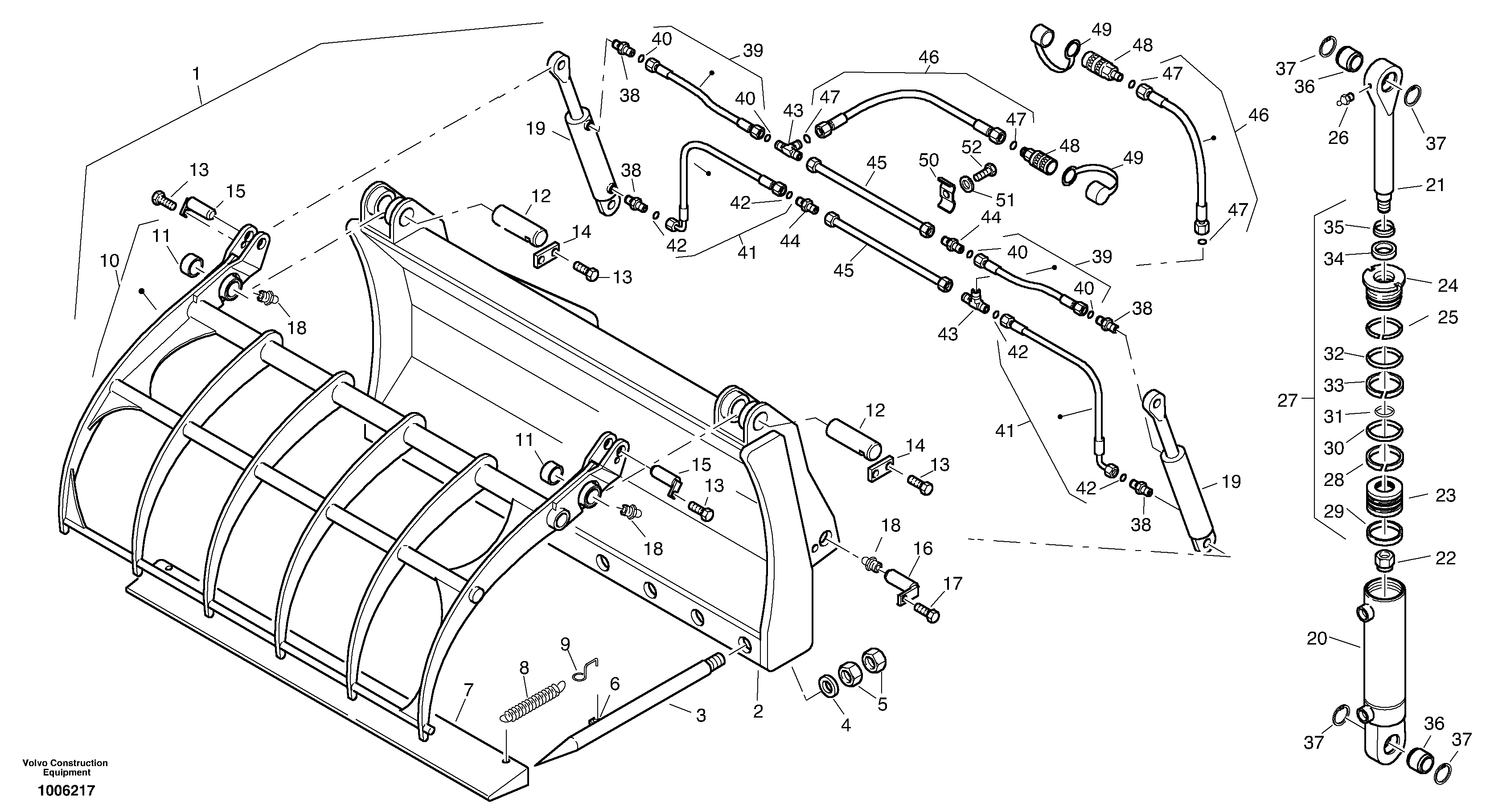 Fork lift with grab — volvo parts diagram