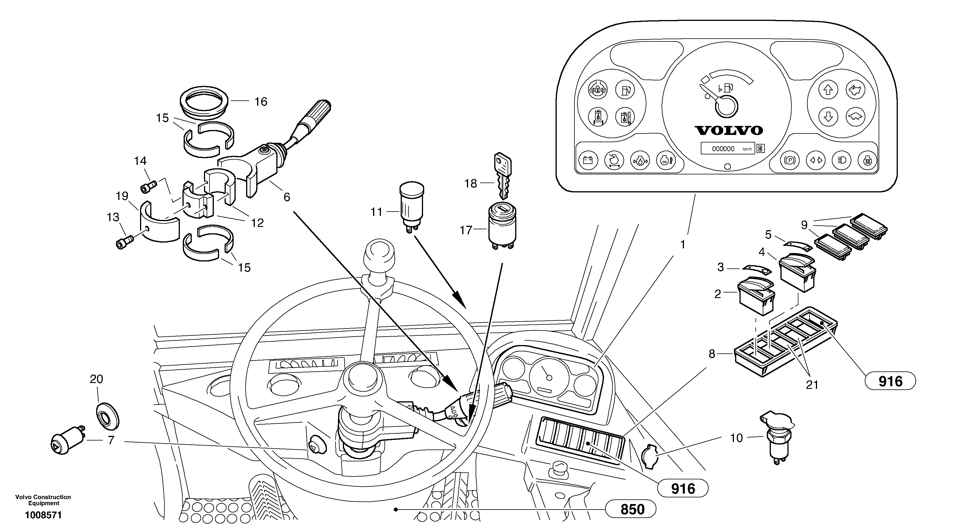 Instruments panel — volvo parts diagram