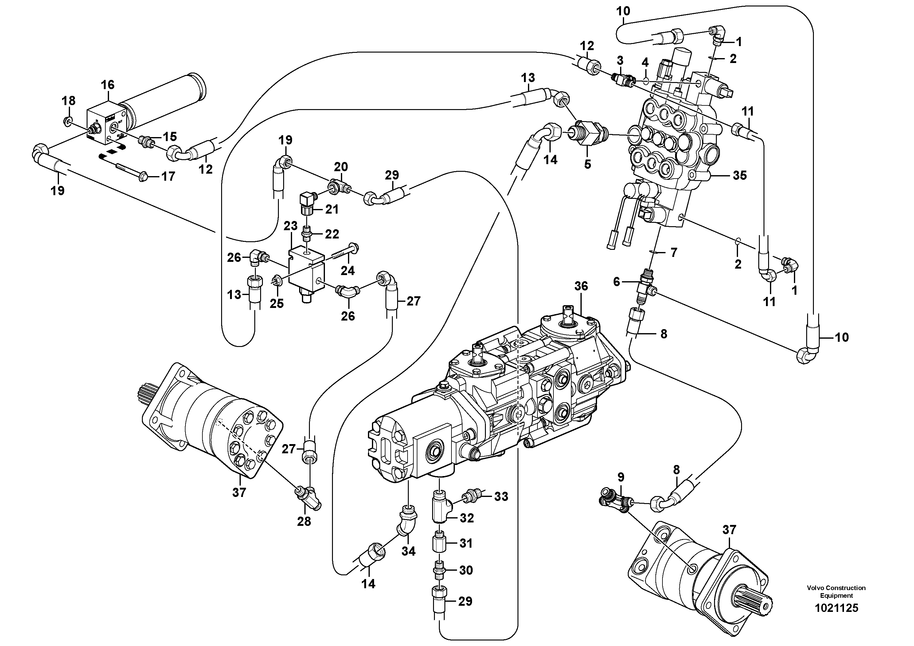 Hydralic pressure limiting valve  11840229 STD, 11840230 SELF LEVEL — volvo parts diagram