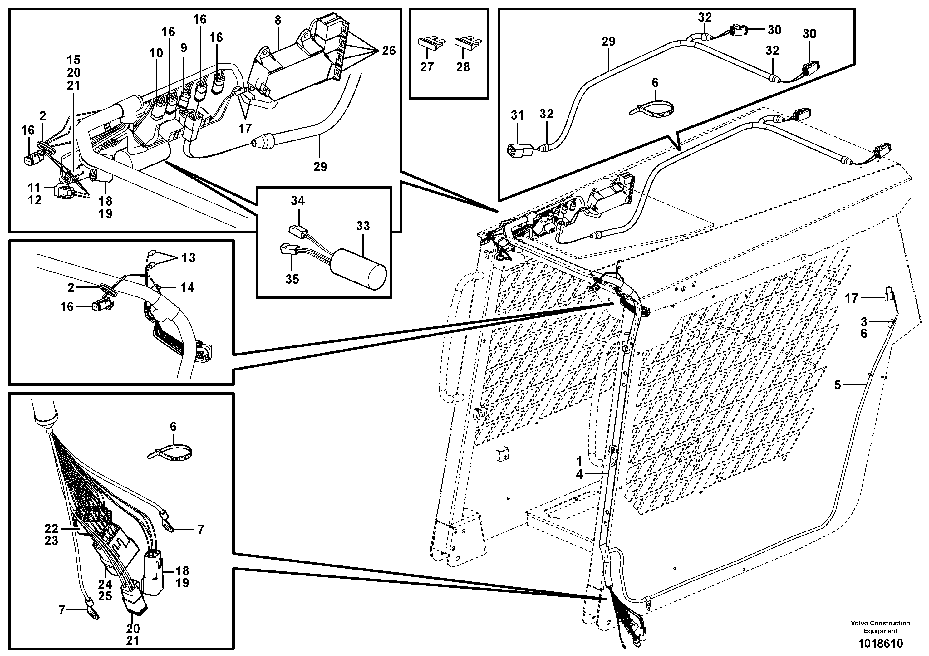 Cable harnesses, cab — volvo parts diagram