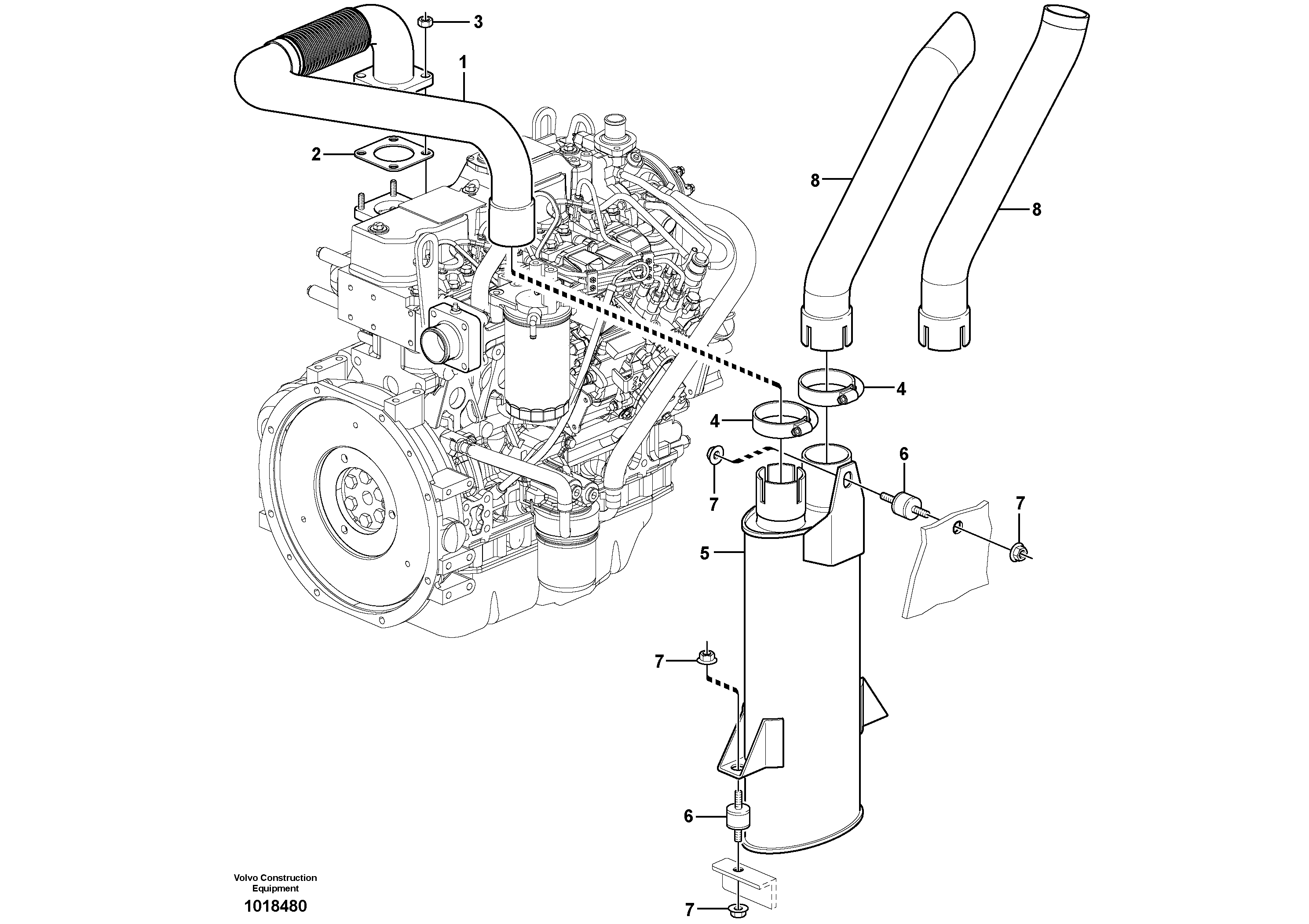 Exhaust system — volvo parts diagram