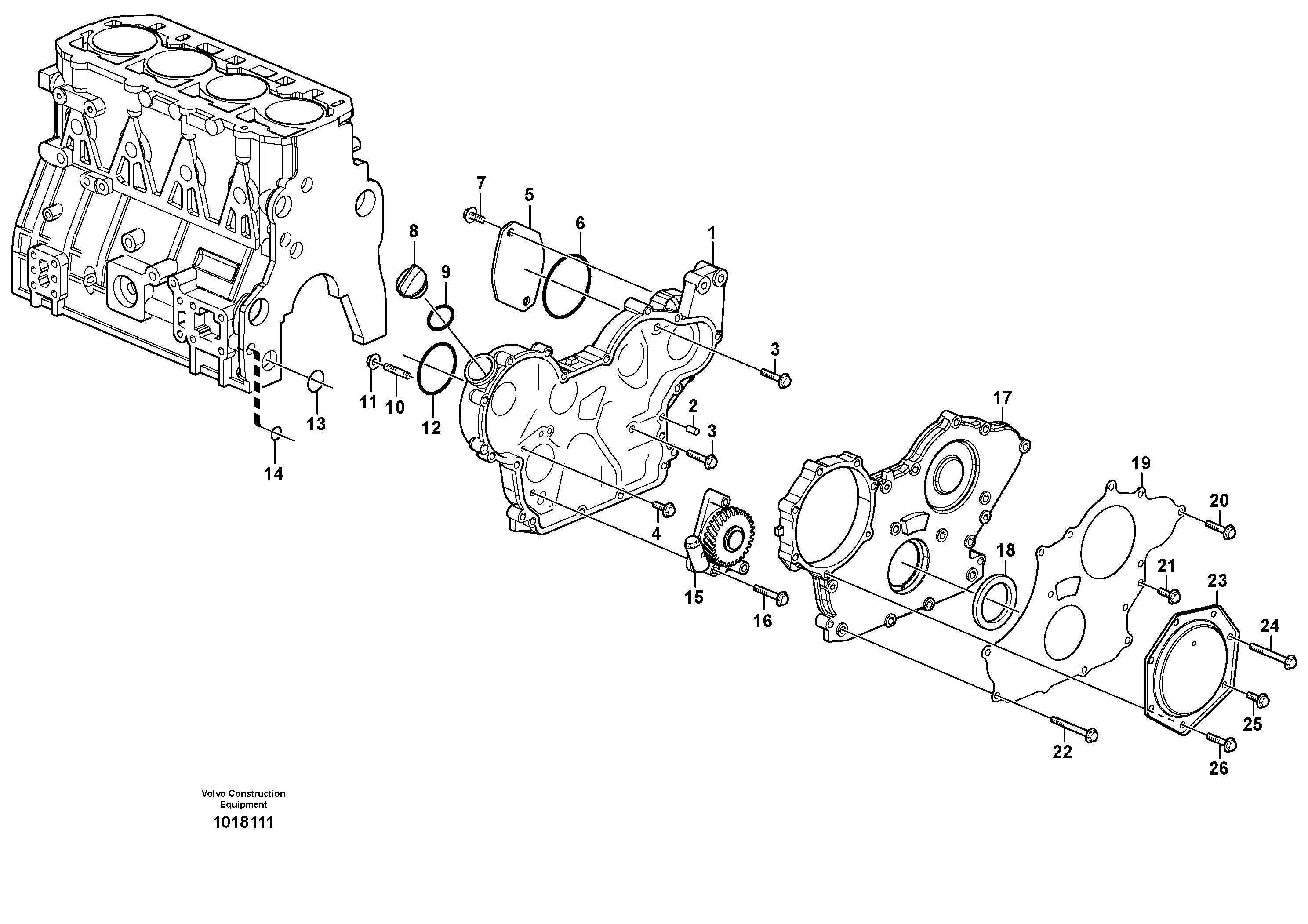 Timing gear casing and gears — volvo parts diagram