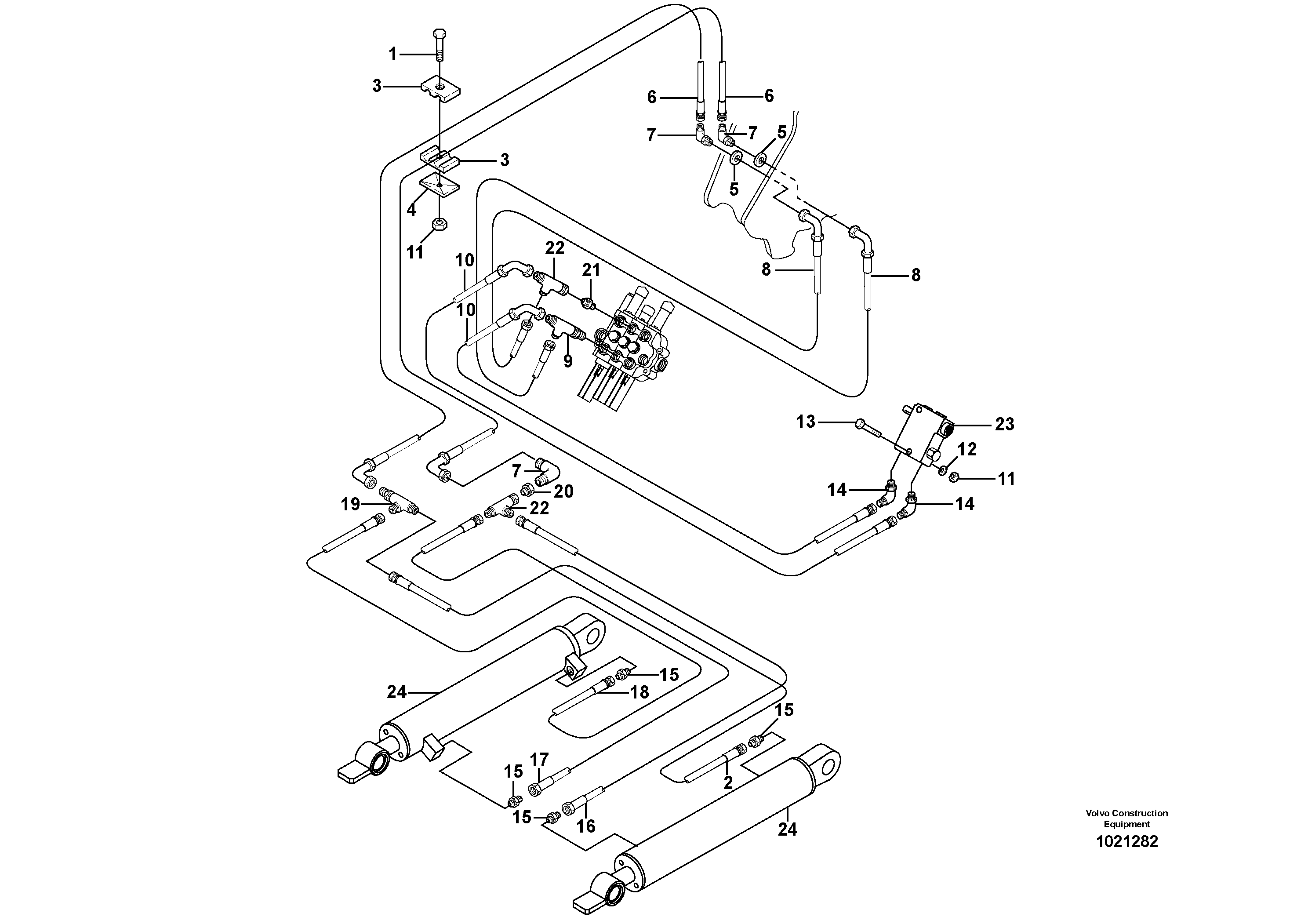 Attachment tilt hydraulic circuit — volvo parts diagram