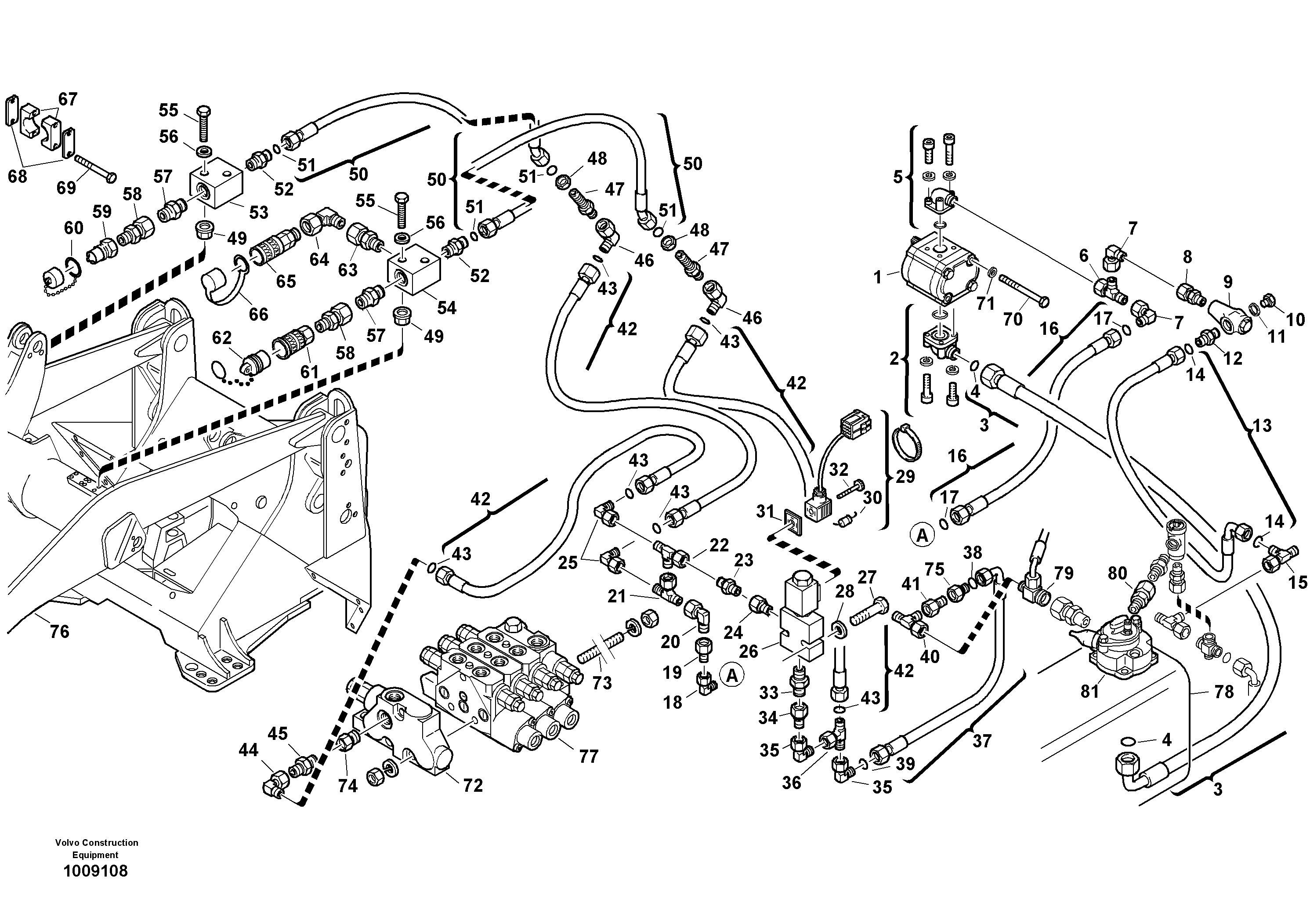 Auxil. pomp with lines — volvo parts diagram