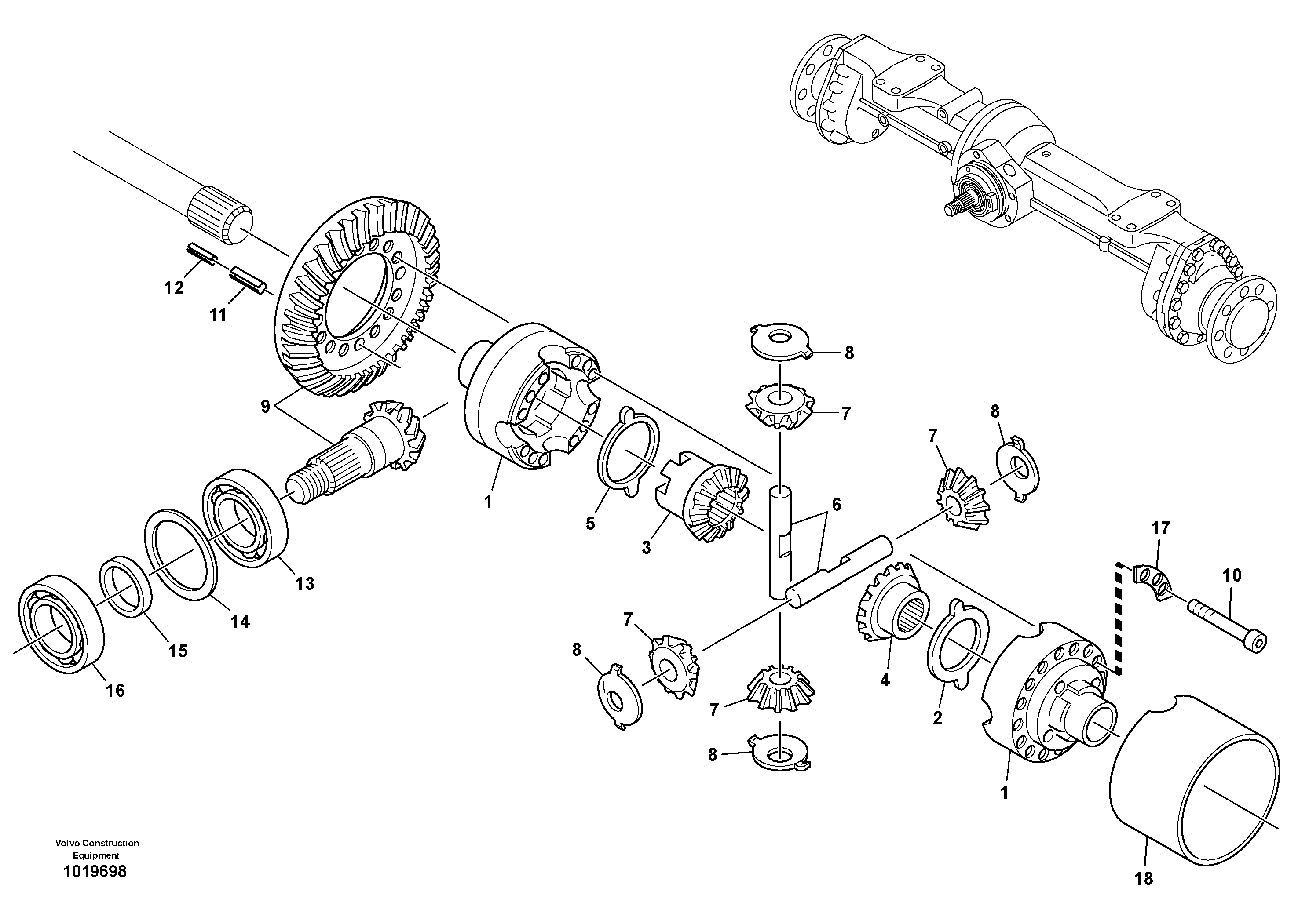 Differential carrier - assy rear axle — volvo parts diagram
