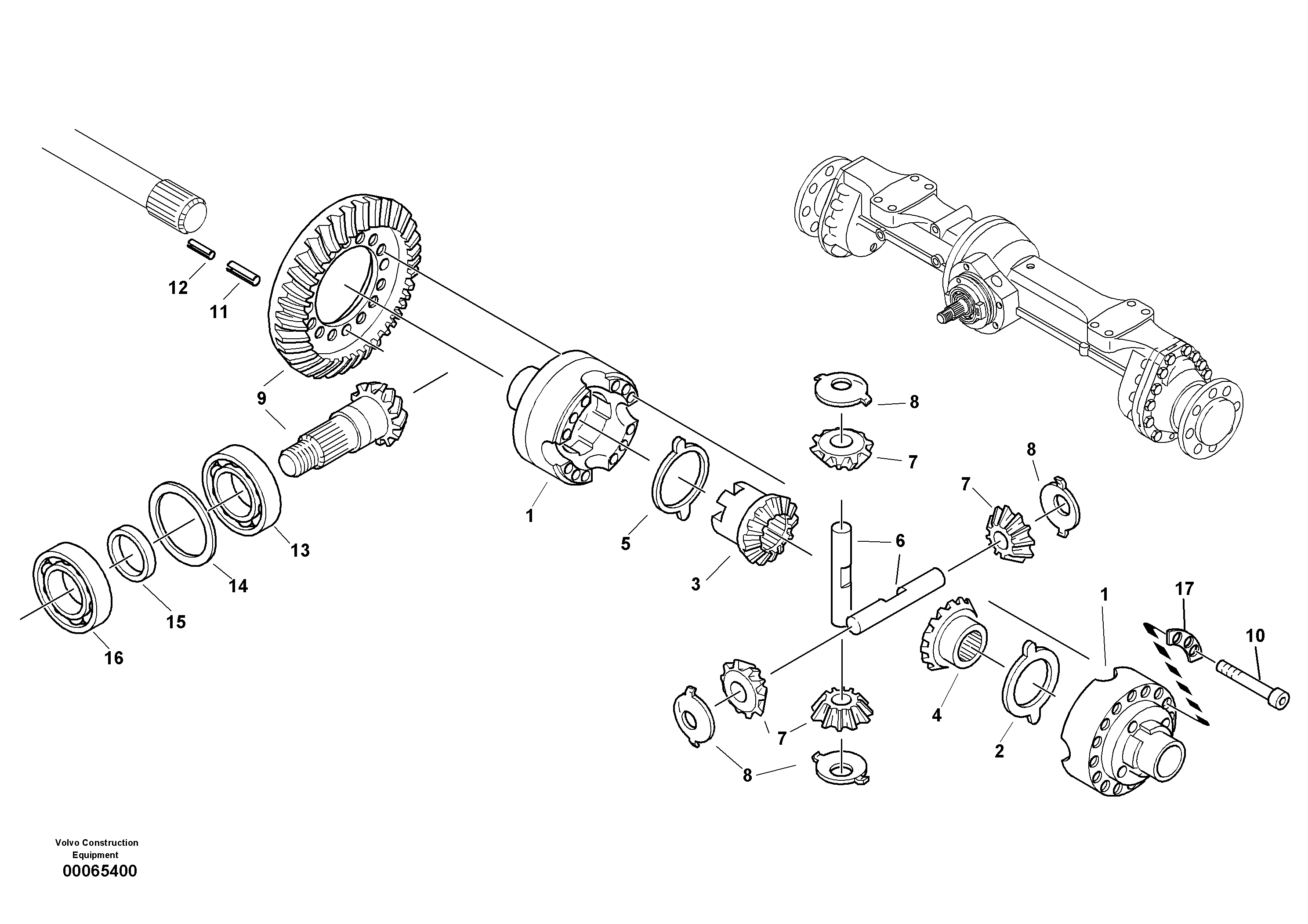 Differential carrier - assy rear axle — volvo parts diagram