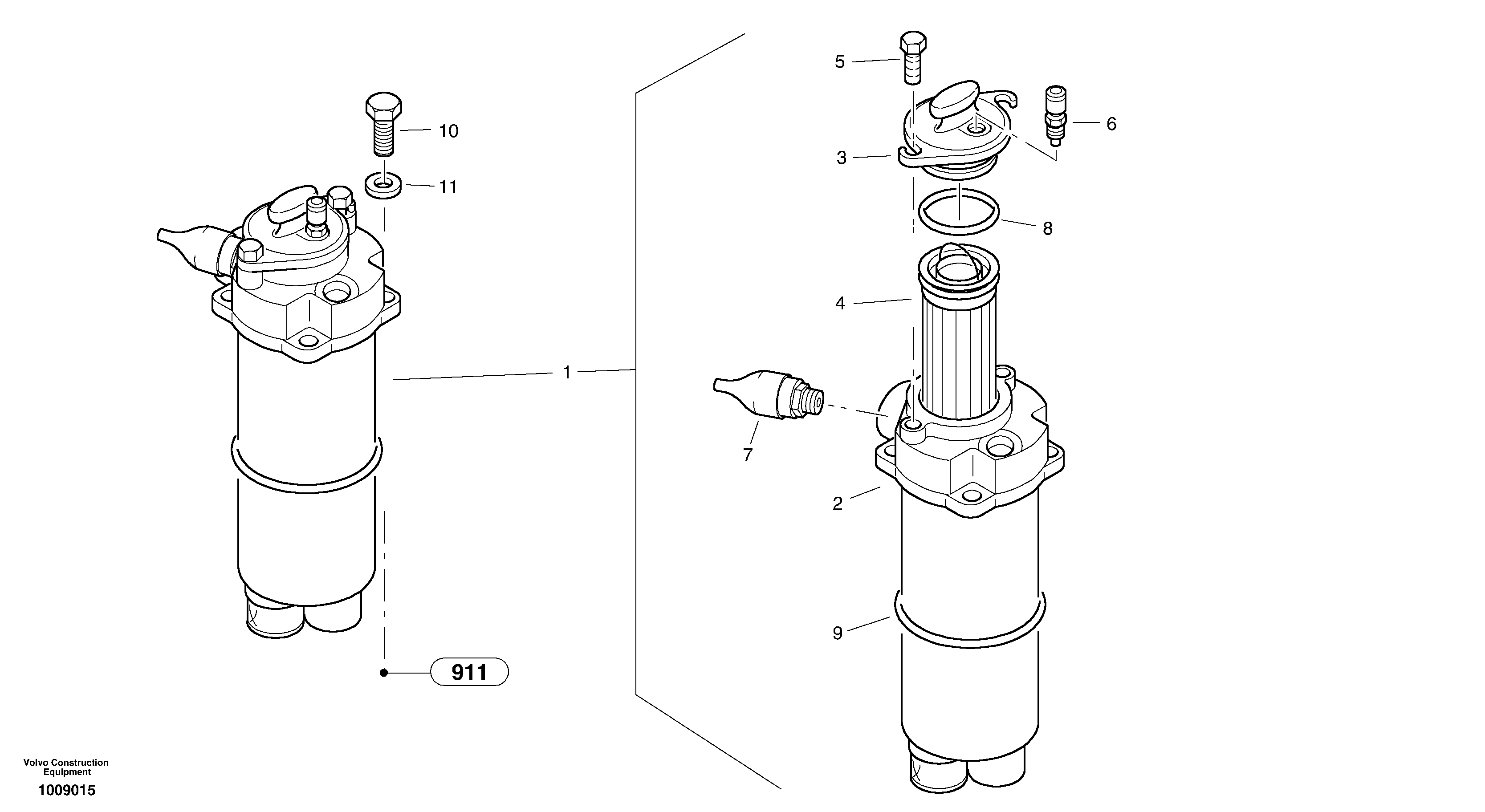 Suction recoil filter — volvo parts diagram