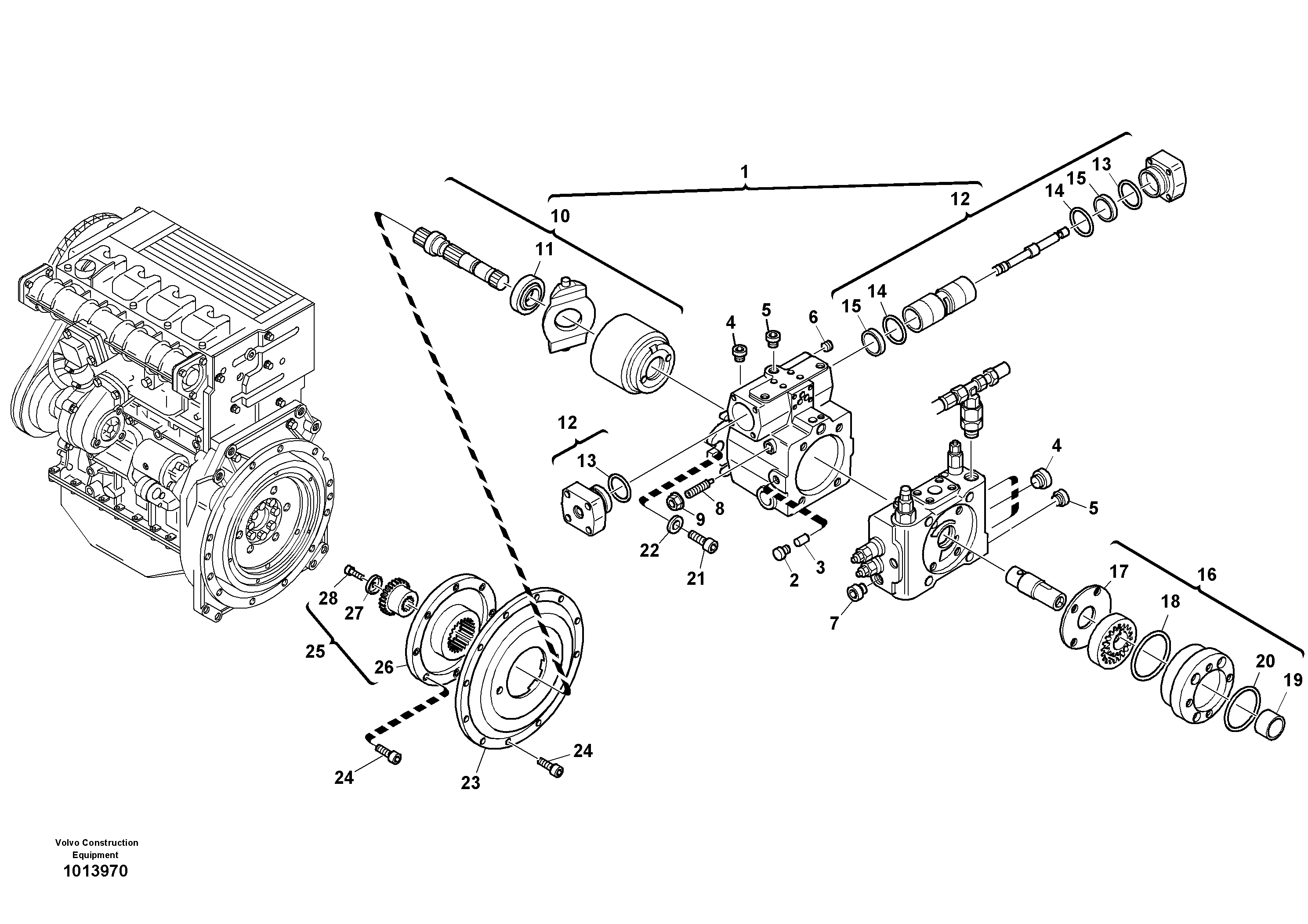 Variable displacement pump — volvo parts diagram