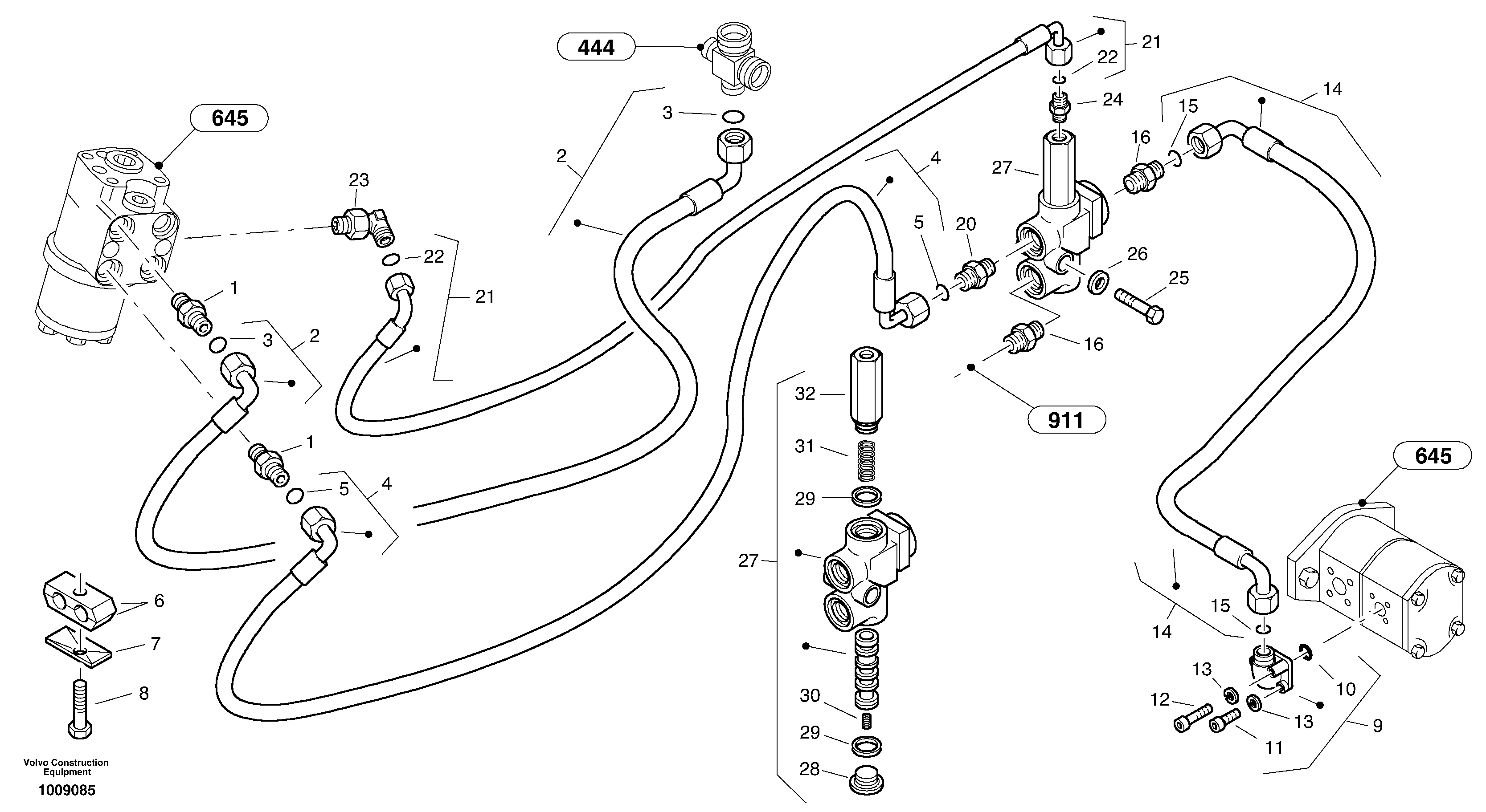 Steering-hydraulic equipment - rear vehicle — volvo parts diagram