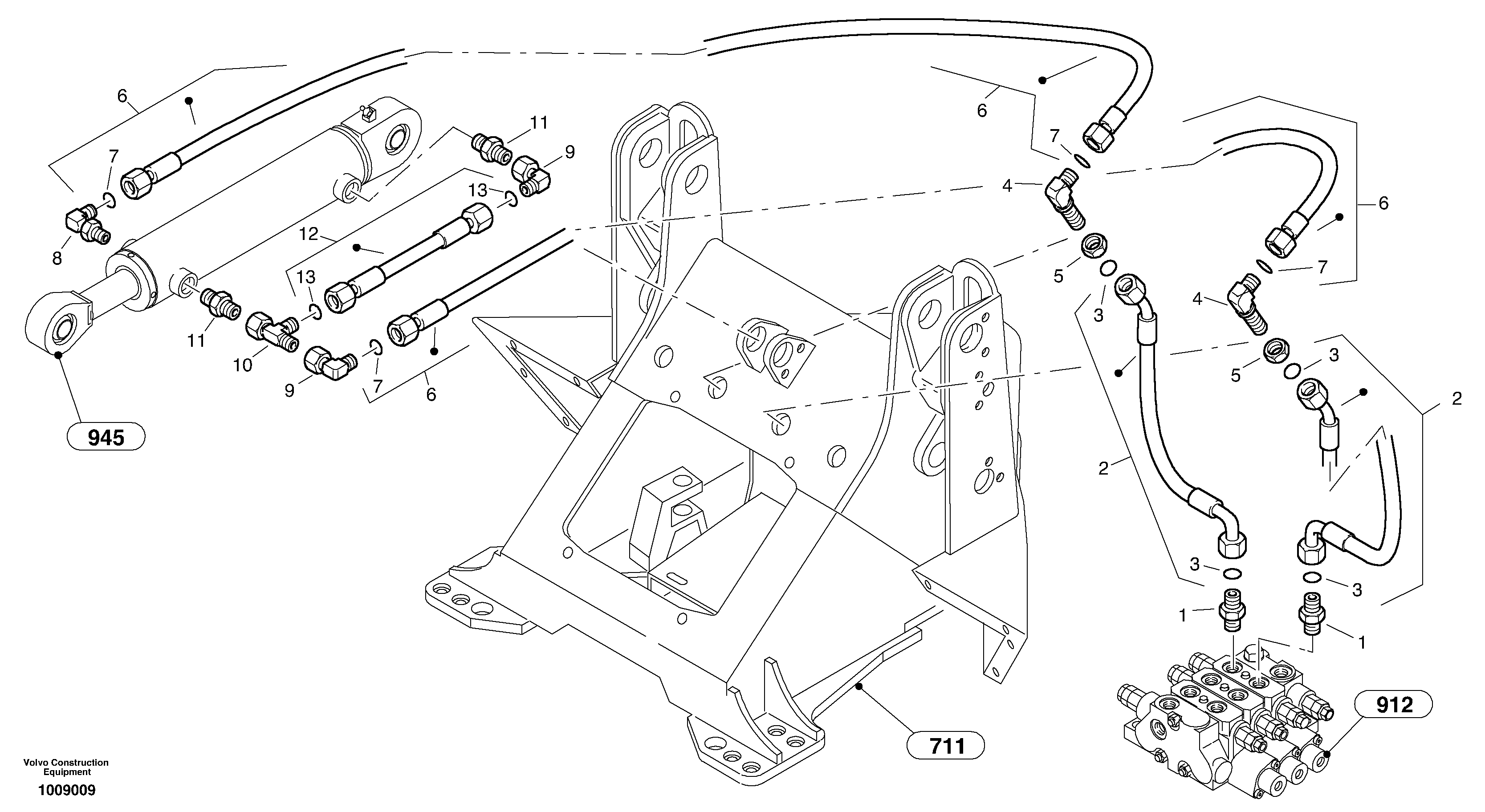 Hydraulic lines - tilt hydraulic — volvo parts diagram