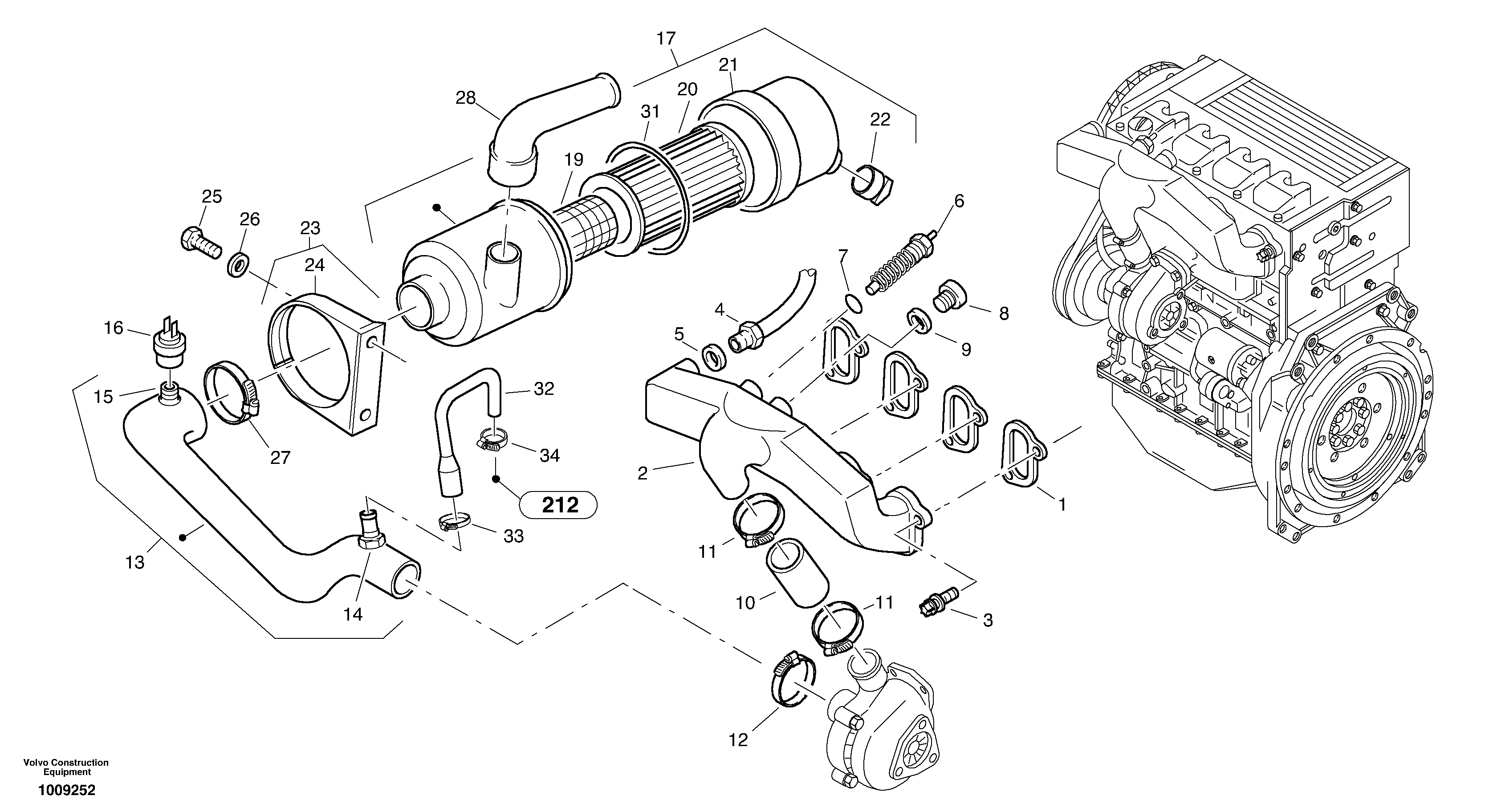 Suction system, filter — volvo parts diagram