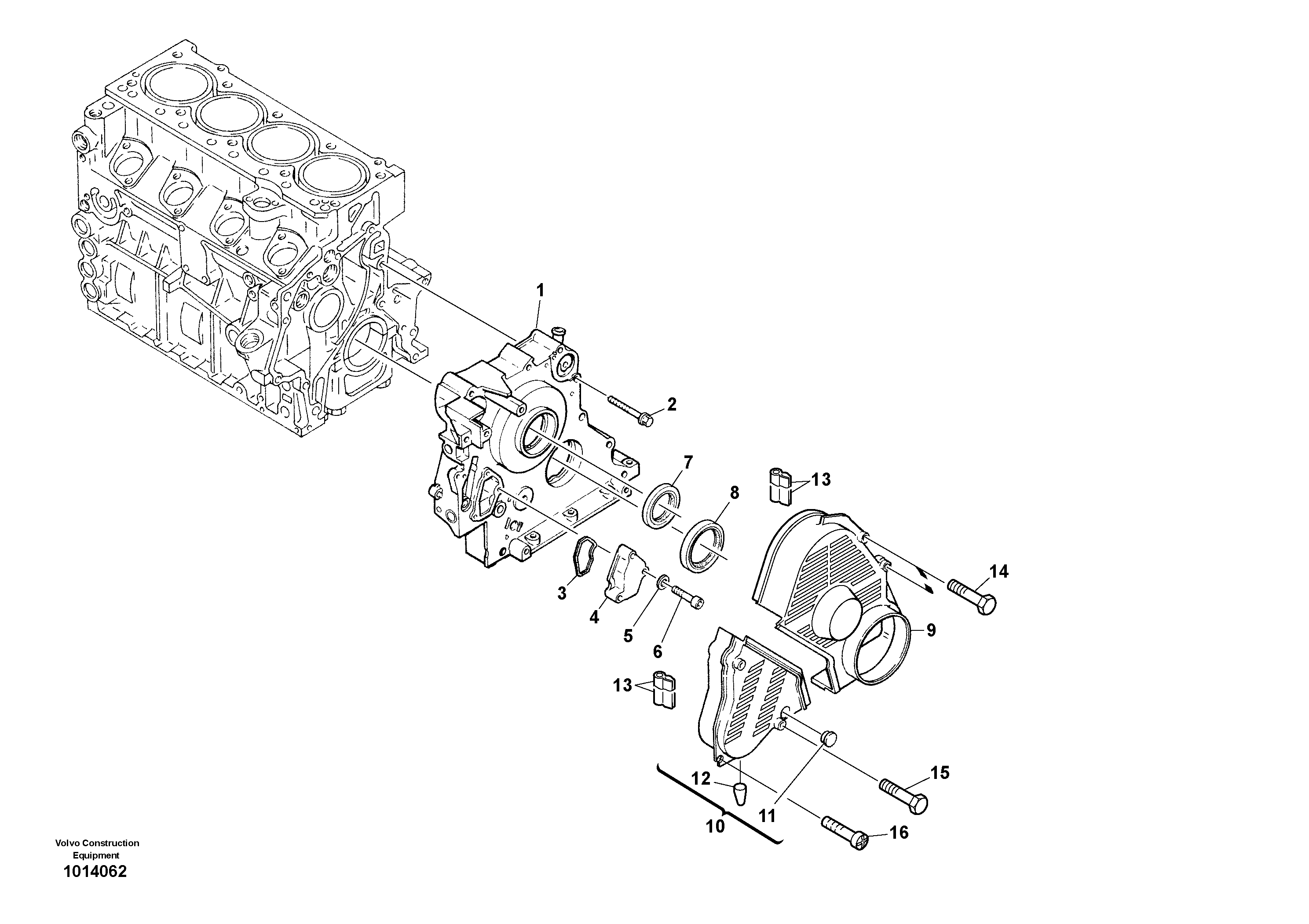Timing gear housing (front cover) — volvo parts diagram