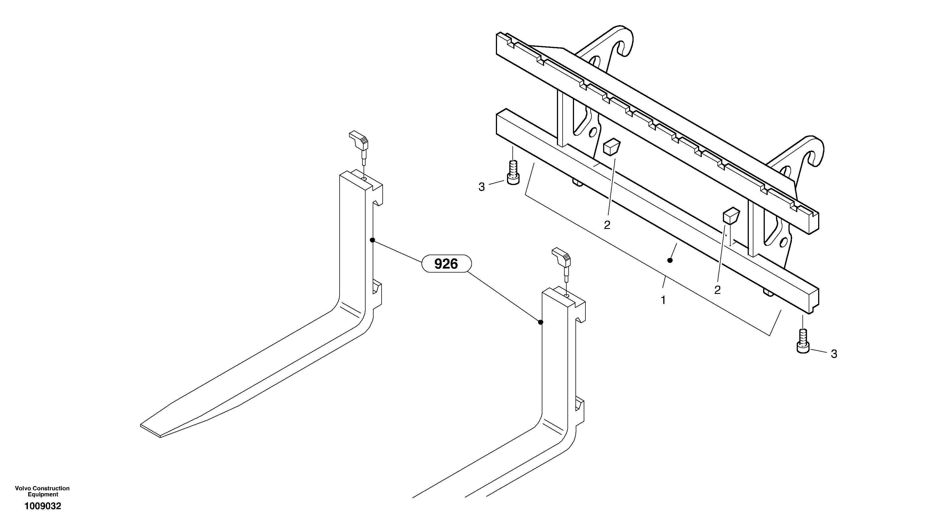 Fork lift attachment support — volvo parts diagram