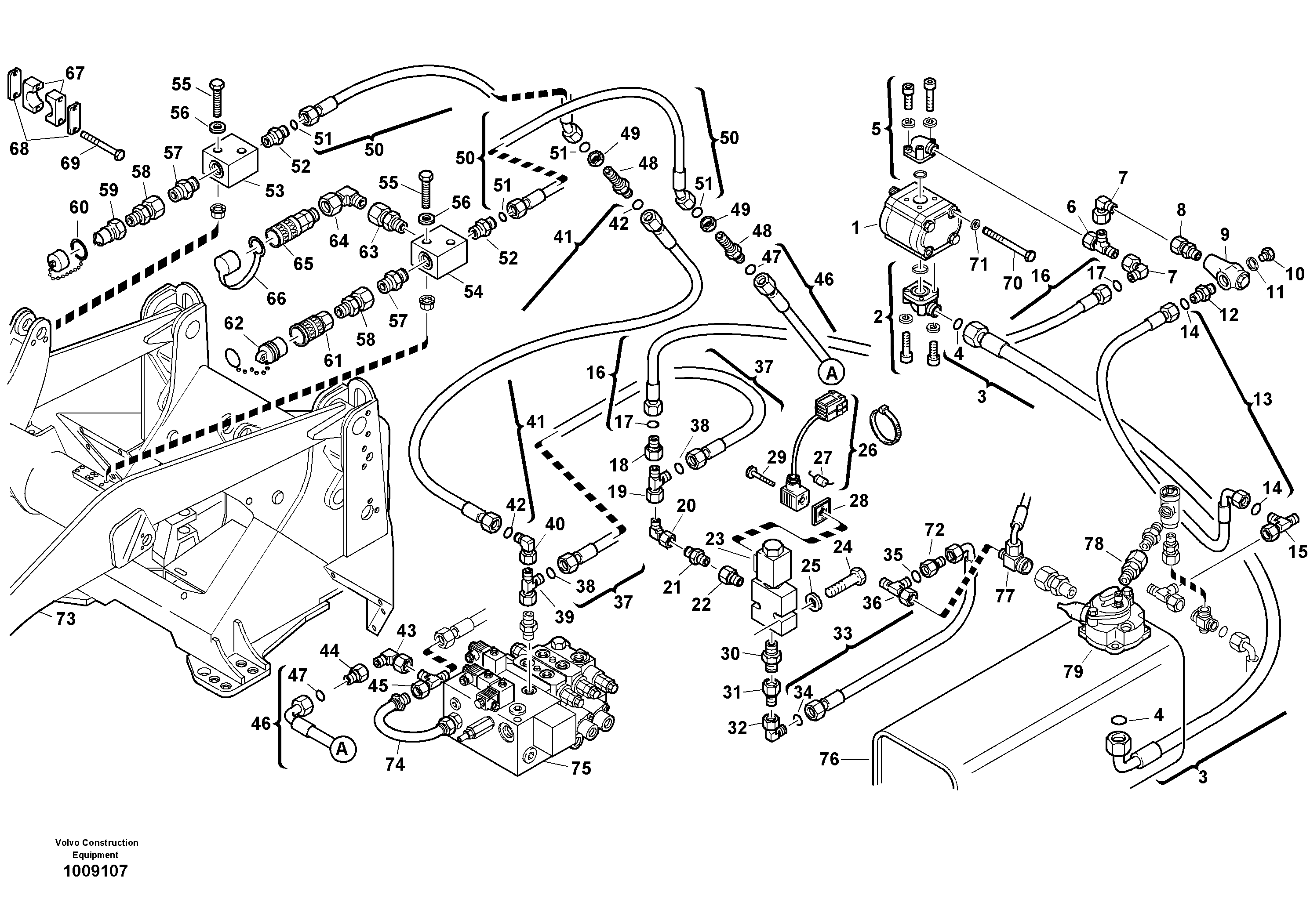 Auxil. pump with lines — volvo parts diagram