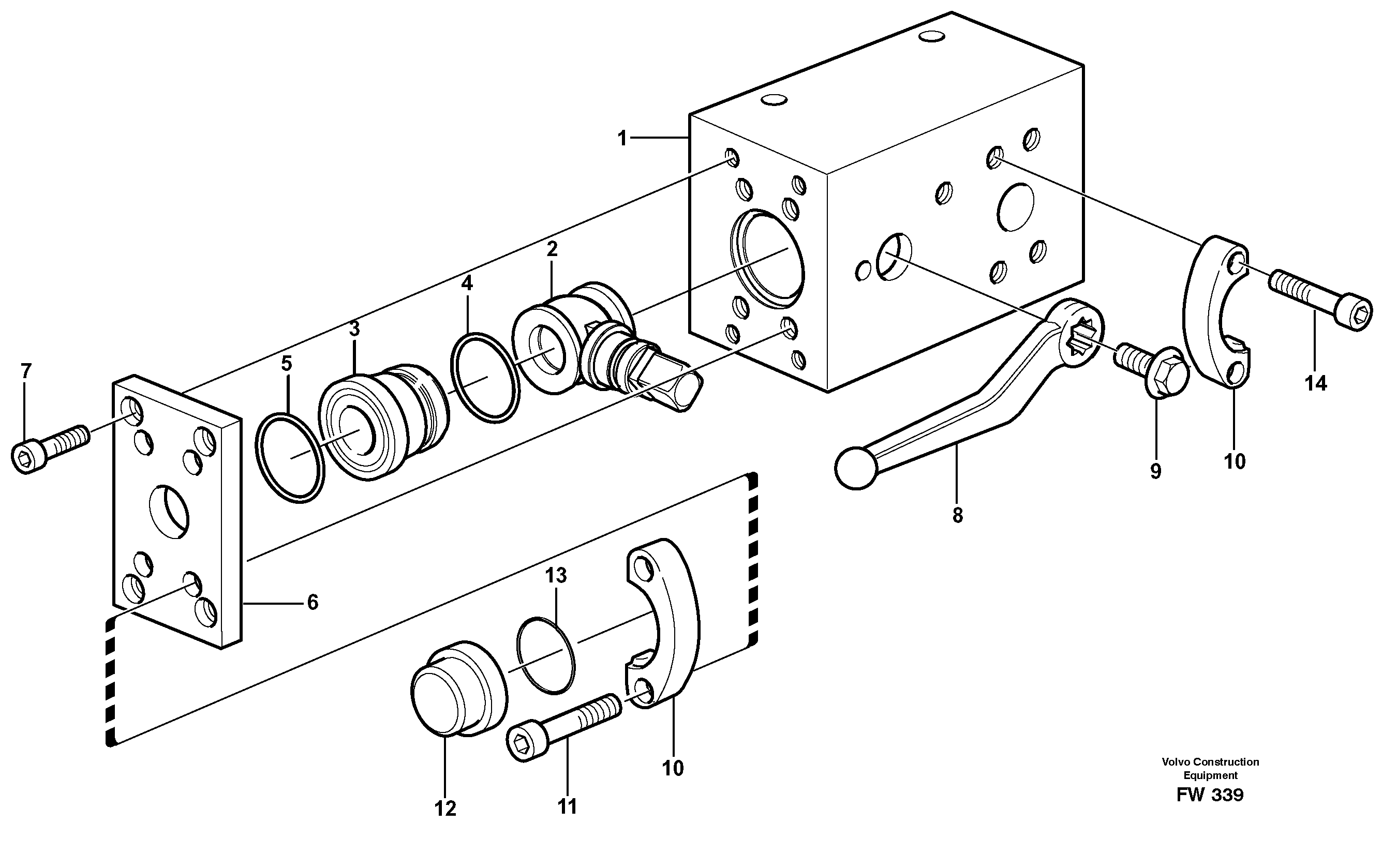 Shut-off cock, hammer / shears  14302362, 14302363, 14302364 — volvo parts diagram