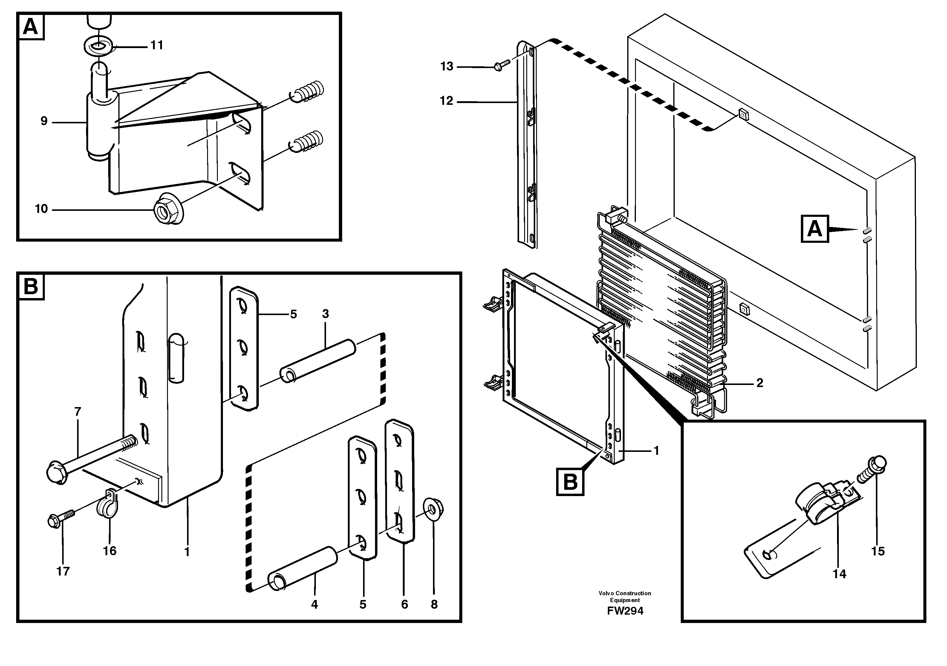 Condenser with fitting parts  14302281 — volvo parts diagram