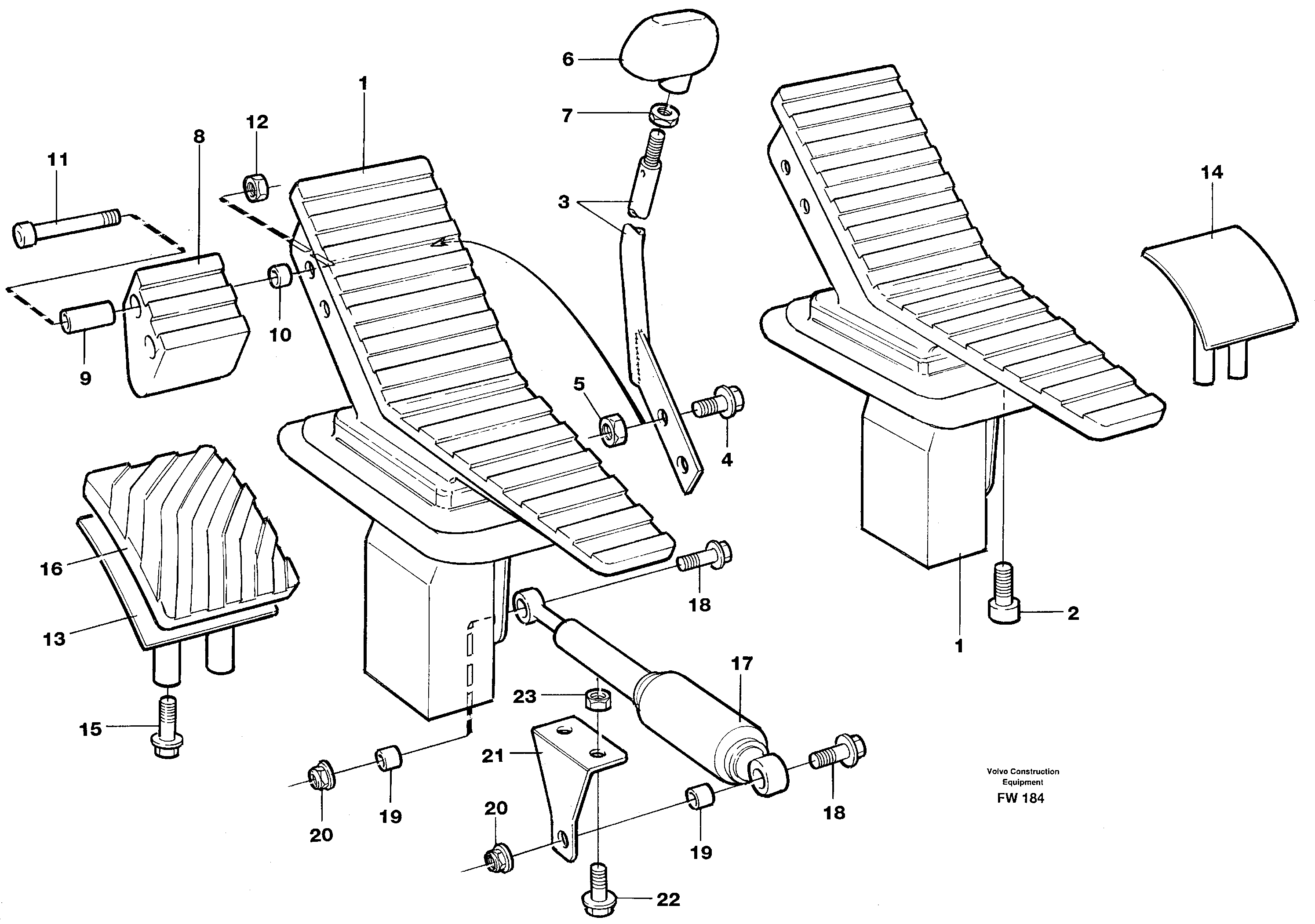 Pedal valve and foot rest  14302258 — volvo parts diagram