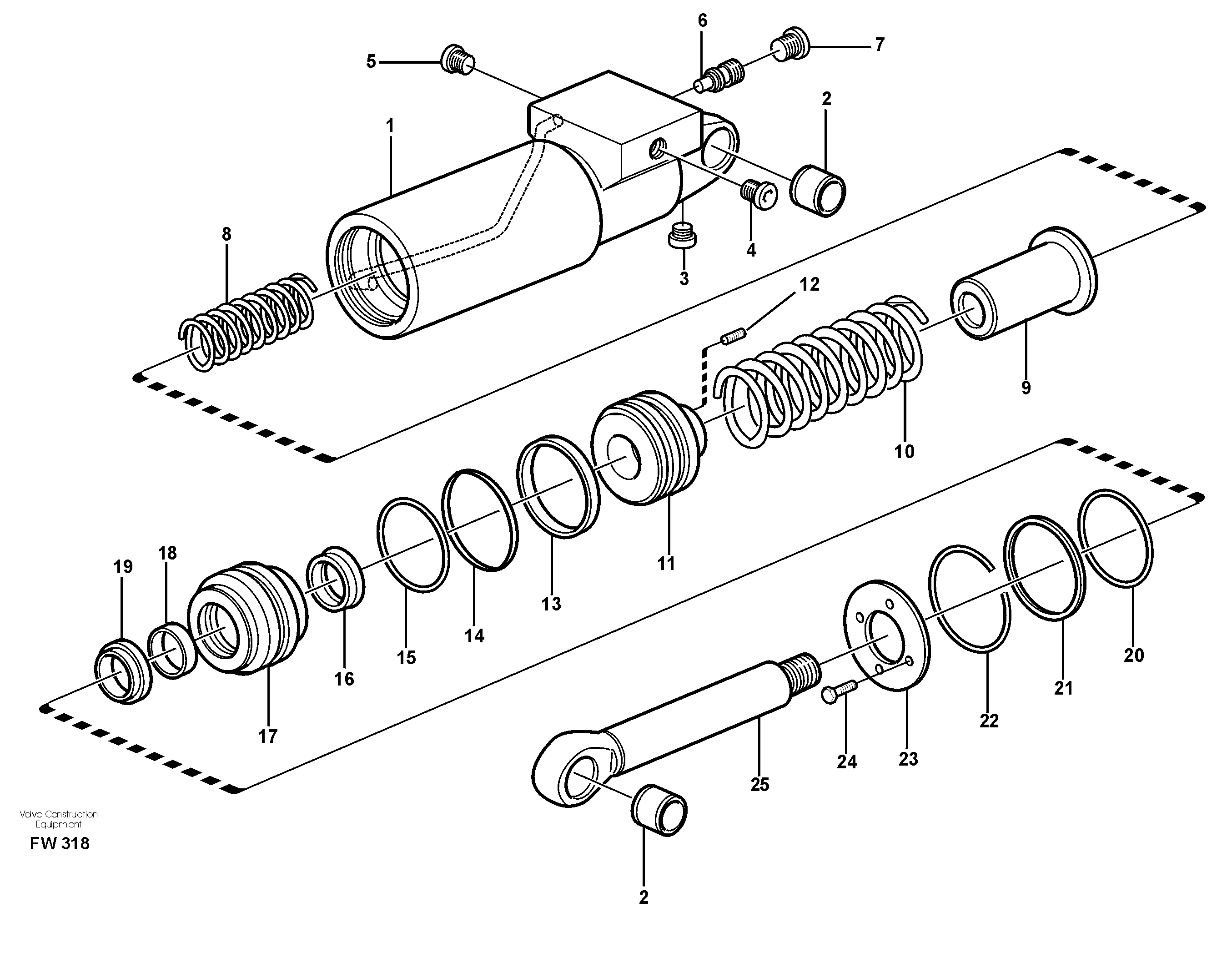 Hydraulic cylinder  14302225 — volvo parts diagram