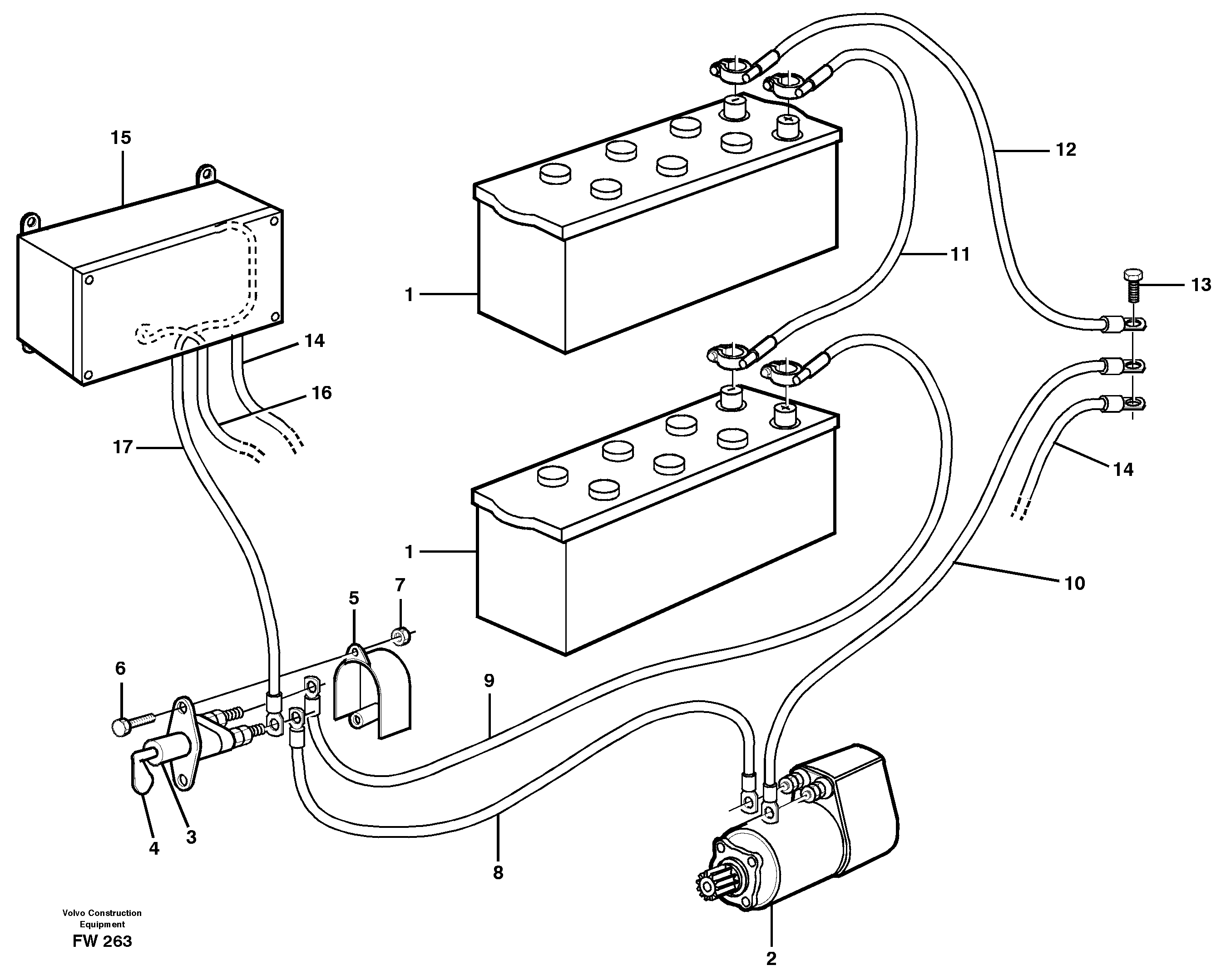 Cables, battery — volvo parts diagram