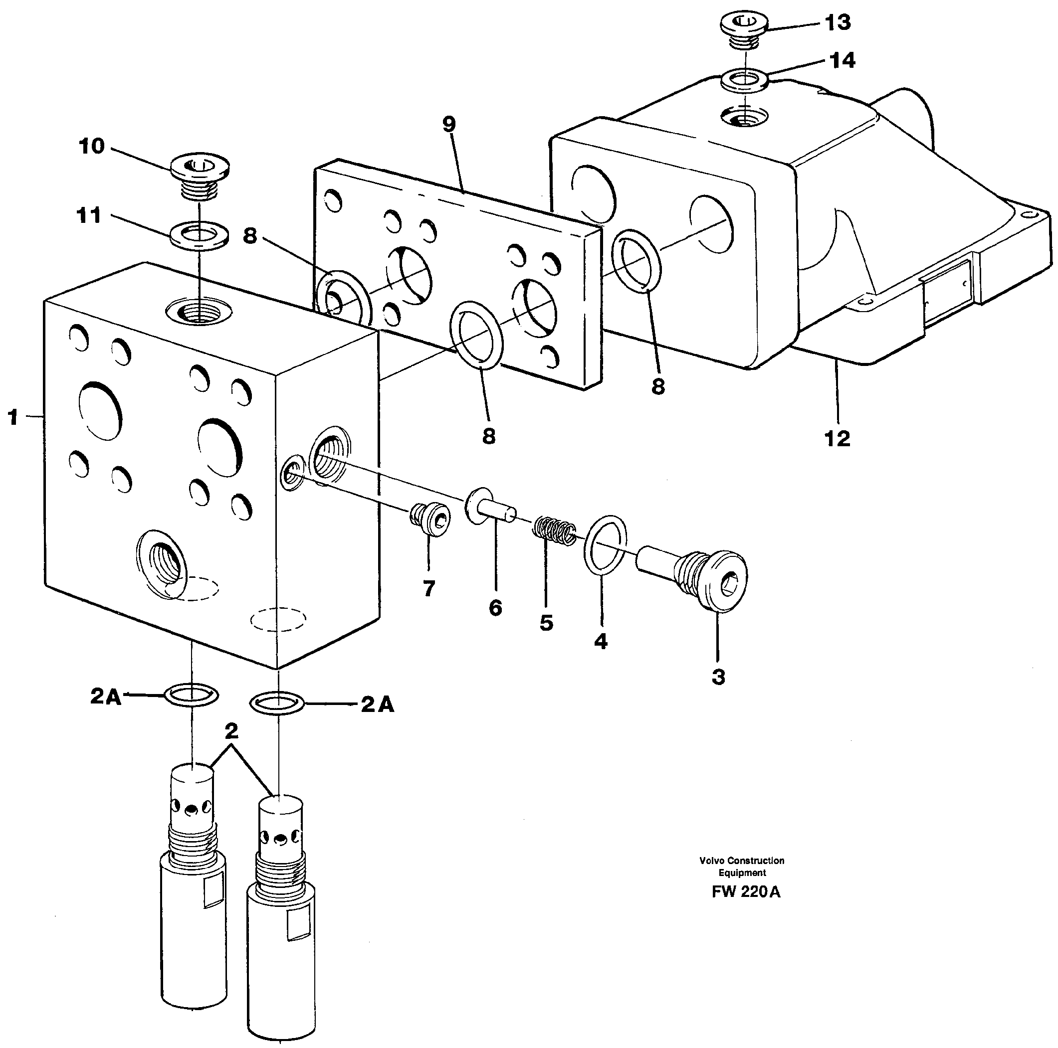 Valve body w. shock- valve, slewing — volvo parts diagram