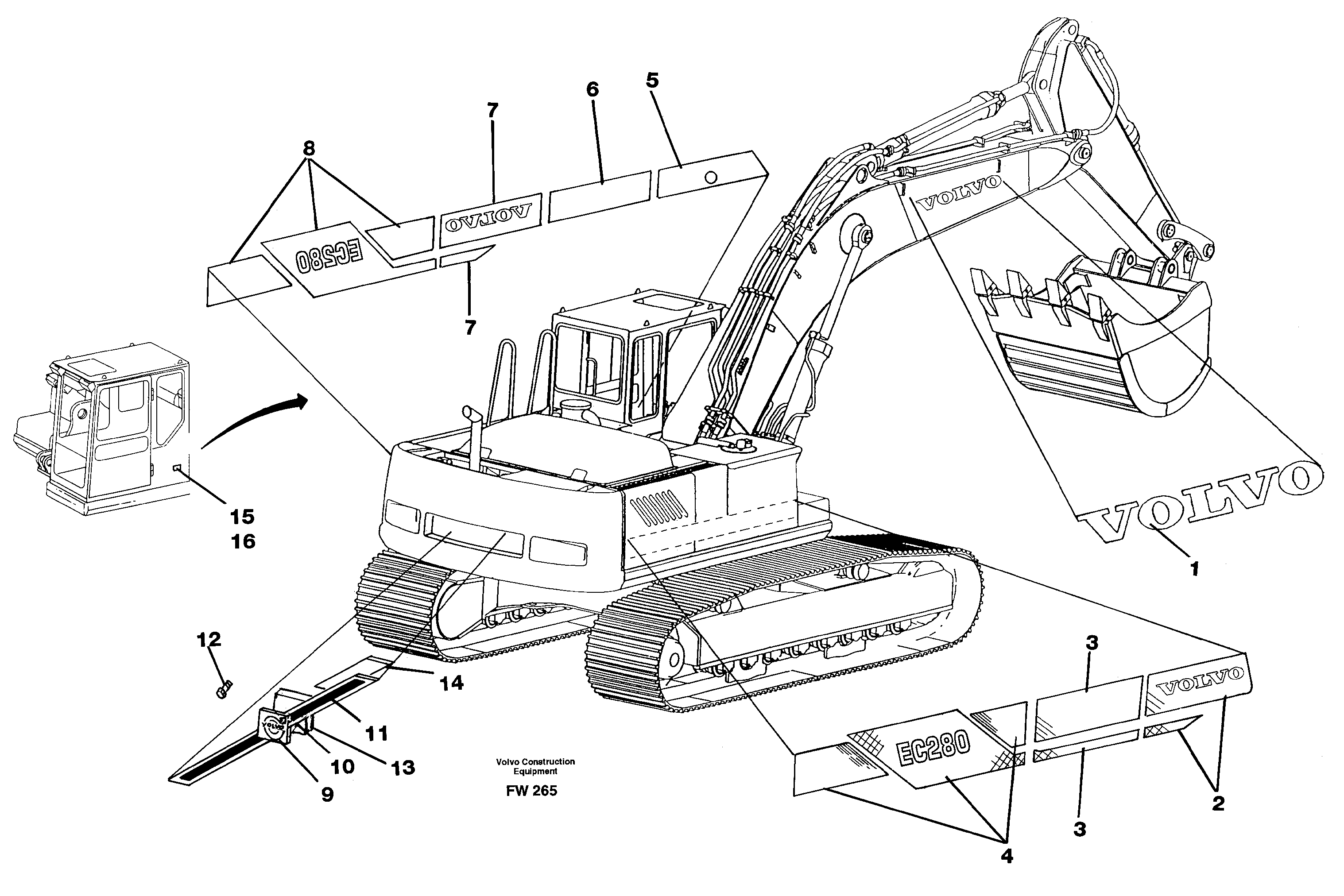 Decor stripes, outer location — volvo parts diagram