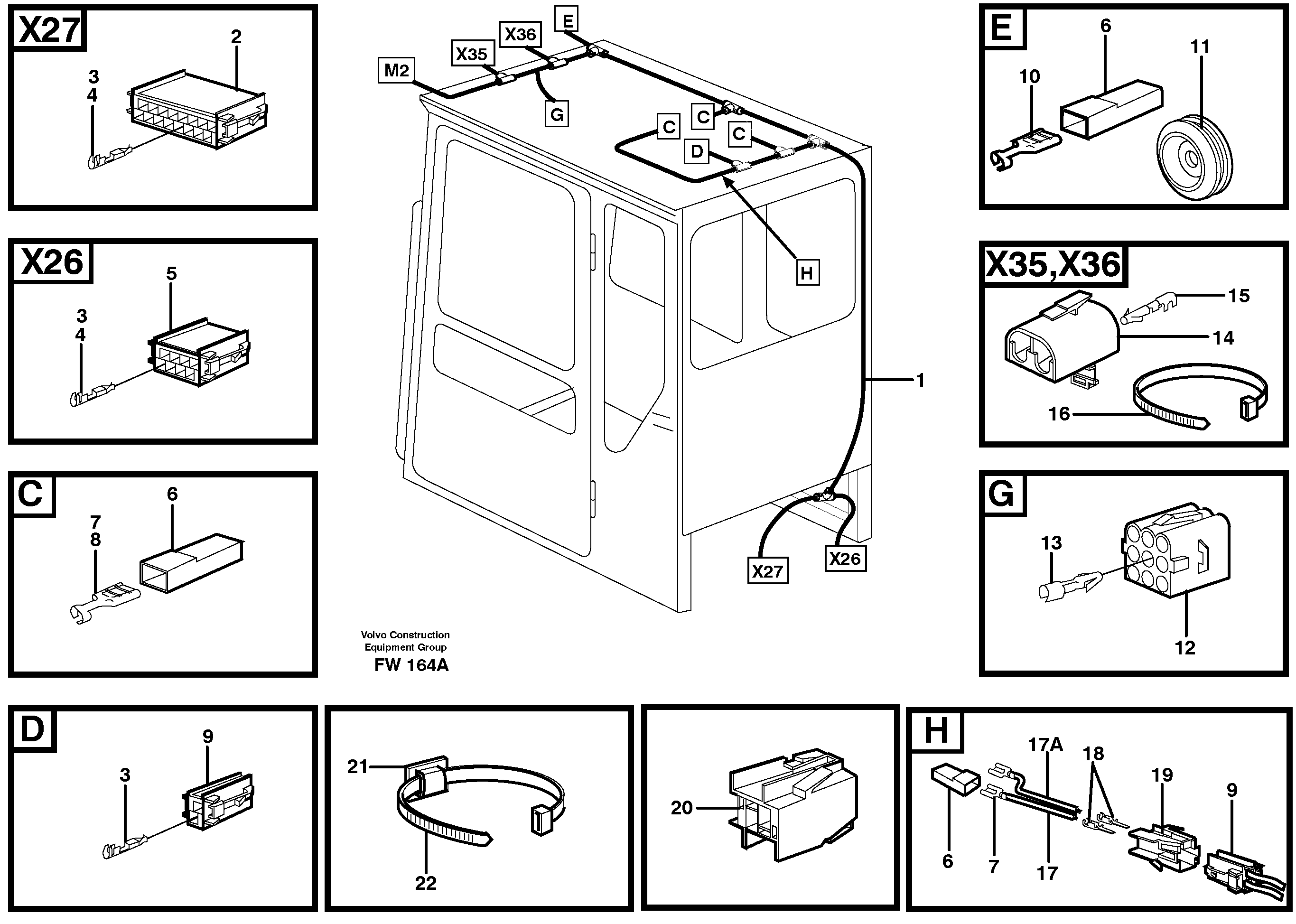 Cable harnesses, cab — volvo parts diagram