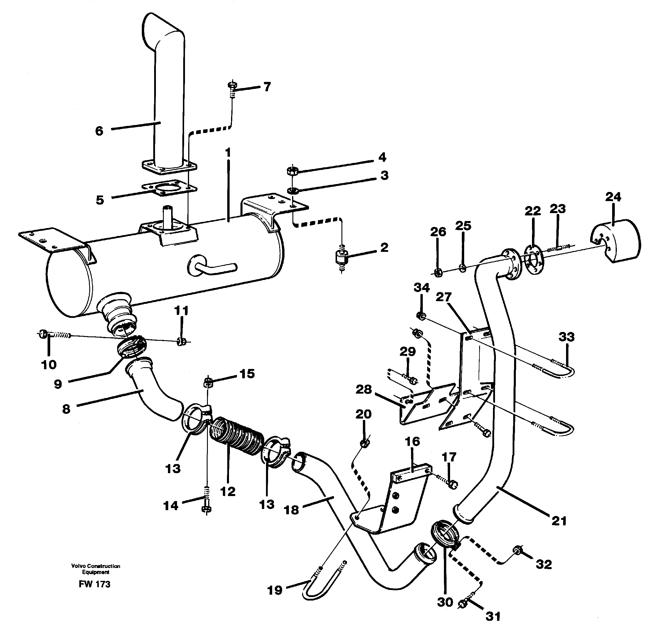 Exhaust system — volvo parts diagram