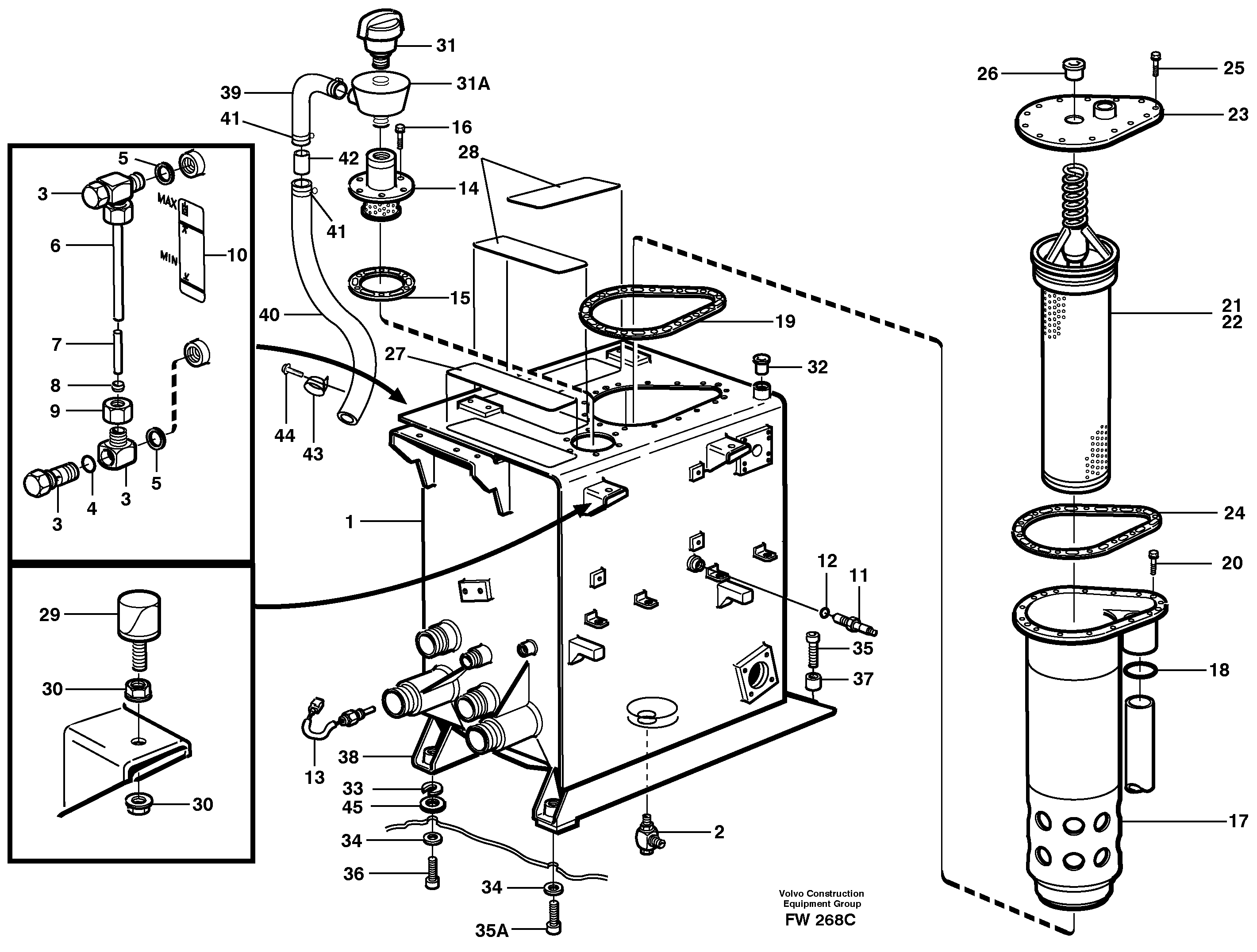Hydraulic oil tank — volvo parts diagram