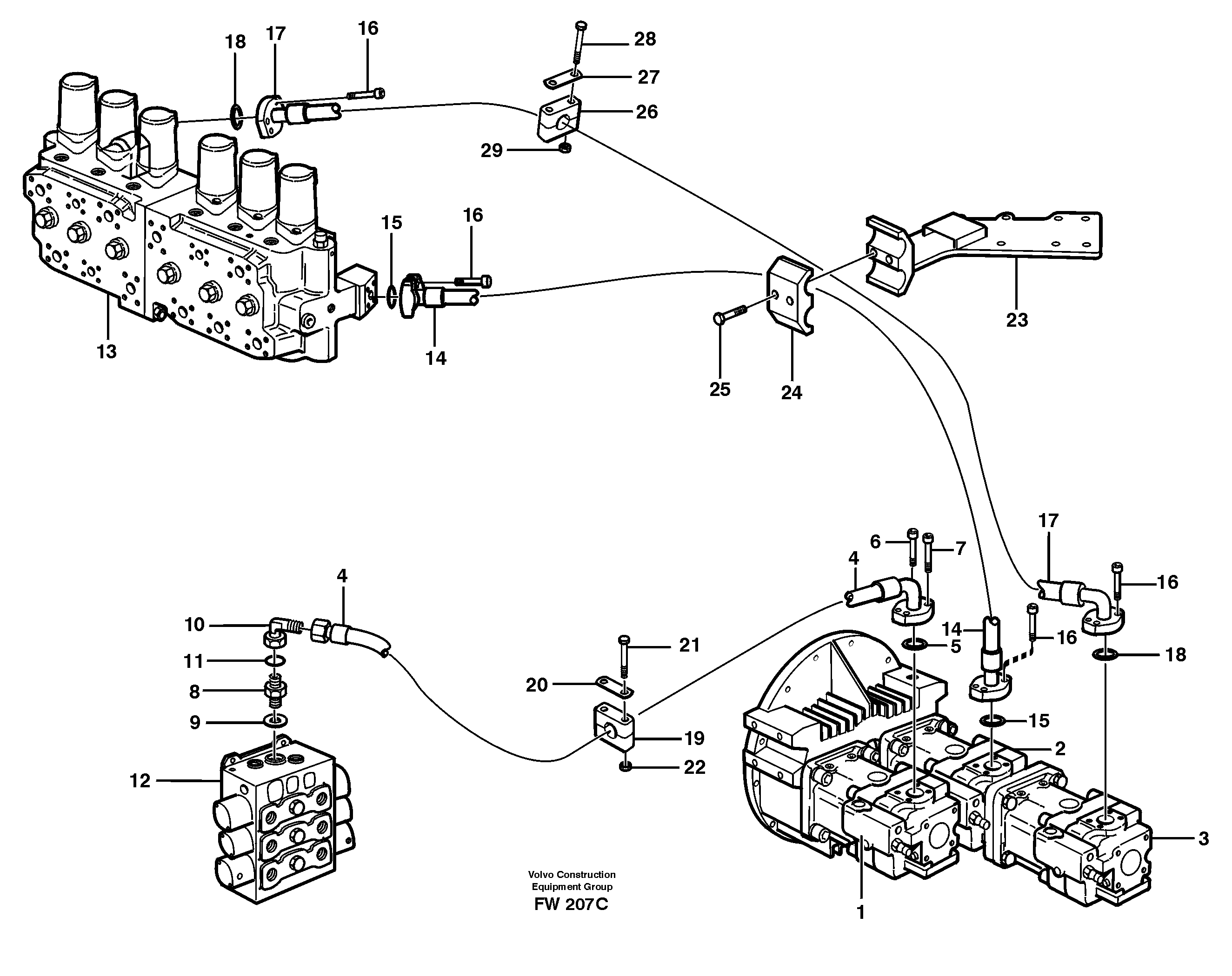 Hydraulic system, feed line — volvo parts diagram