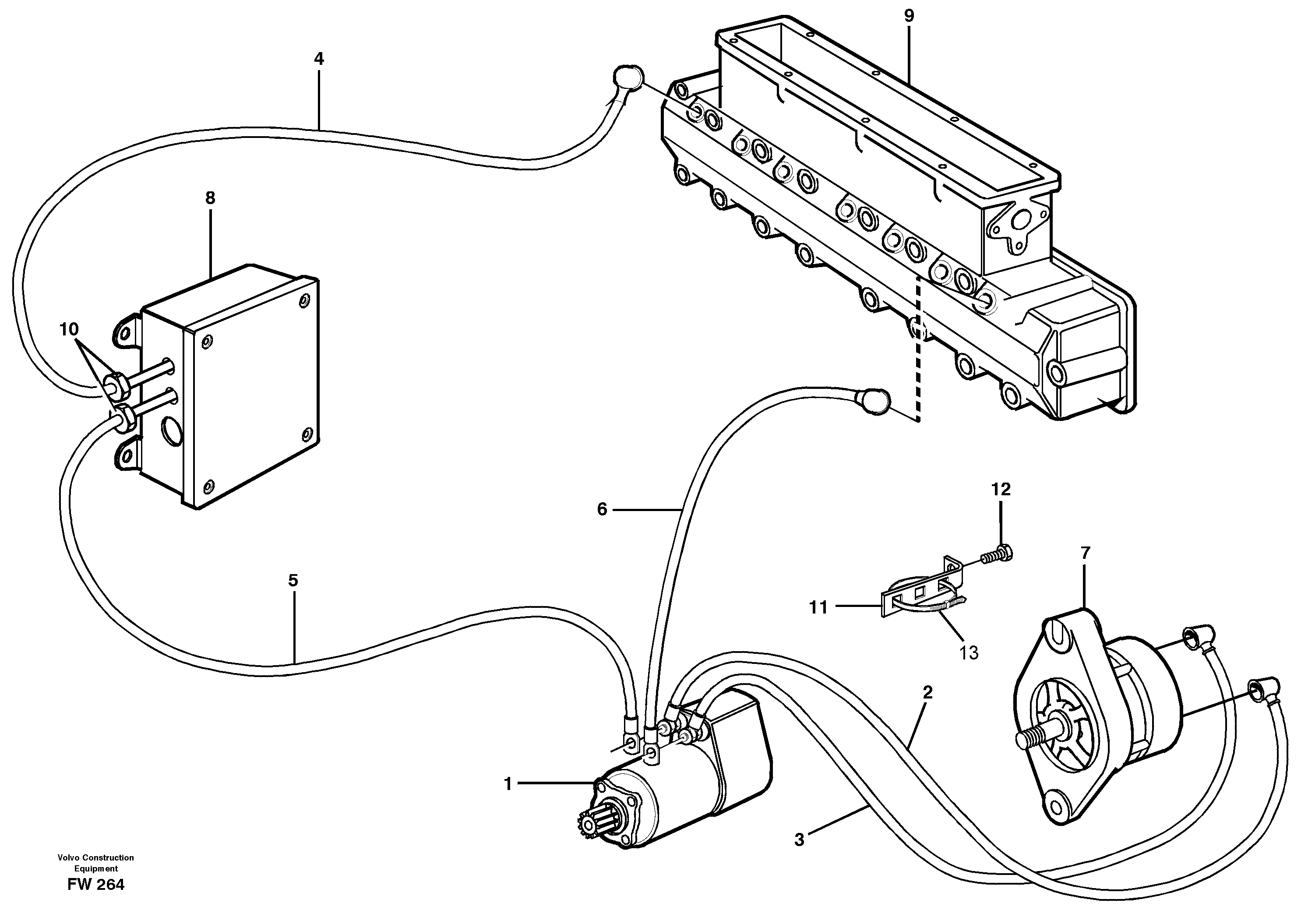 Cables, cold starter — volvo parts diagram