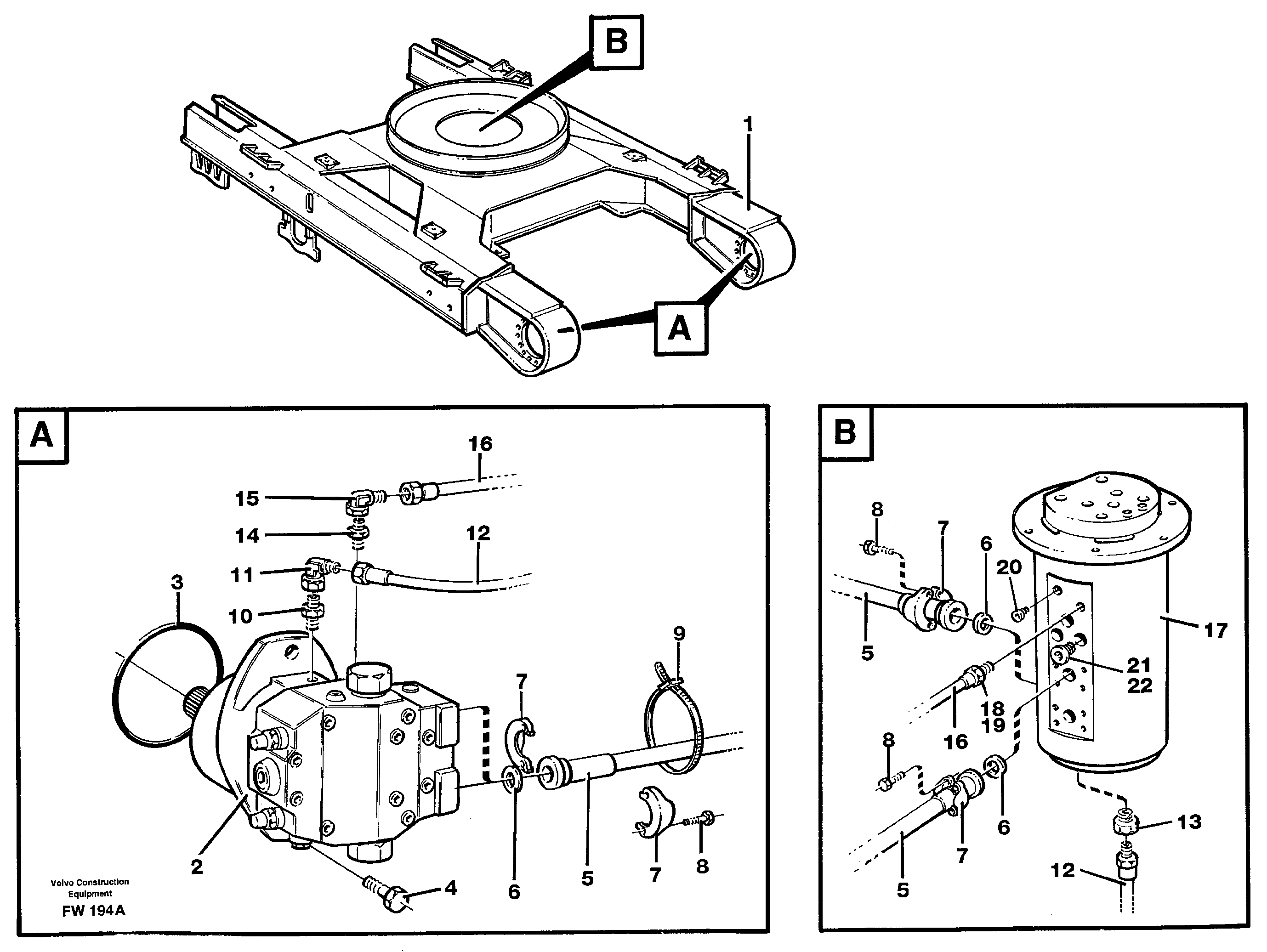 Hydraulic system, transport in undercarrige — volvo parts diagram