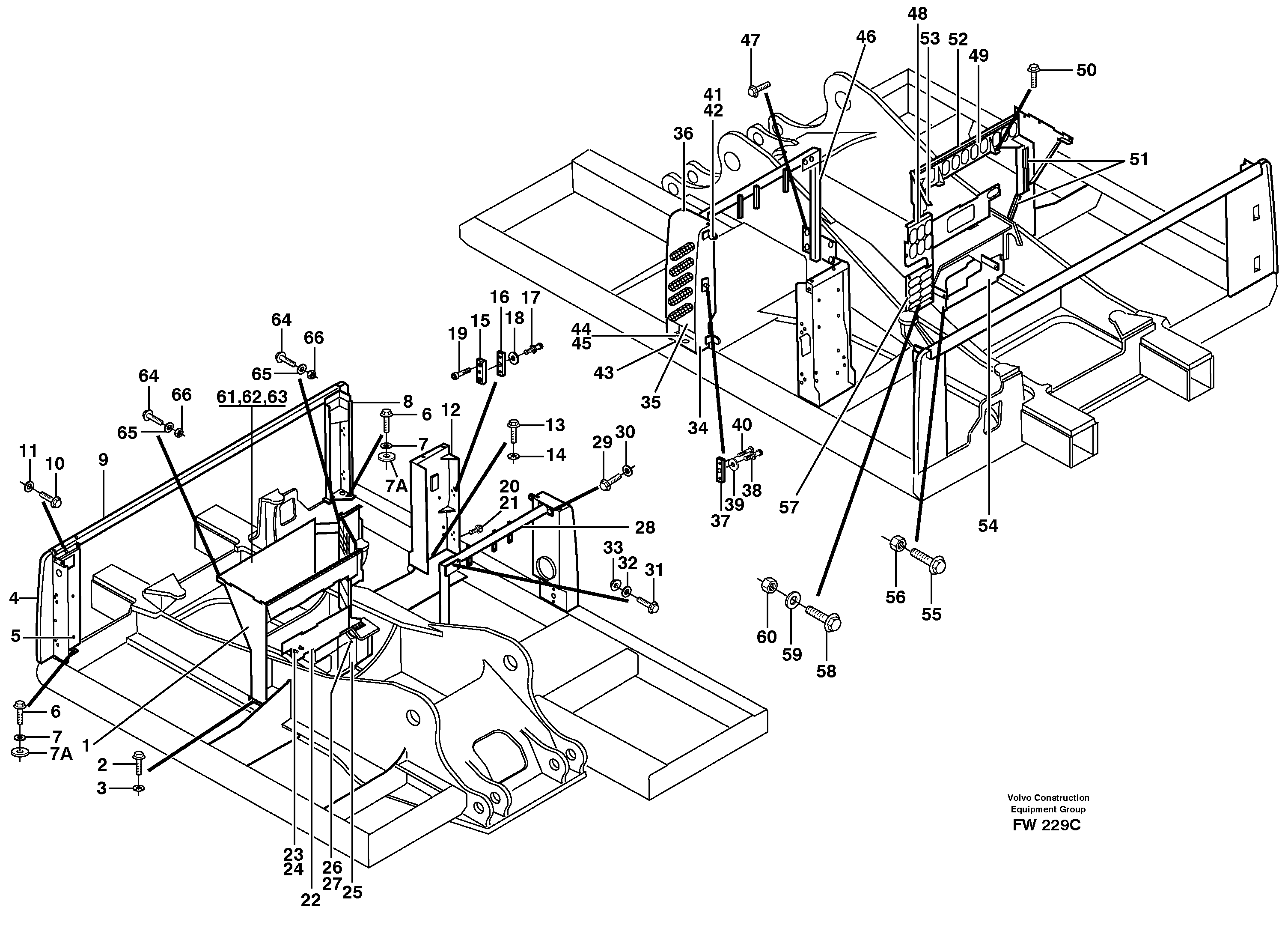 Support, partition wall. — volvo parts diagram